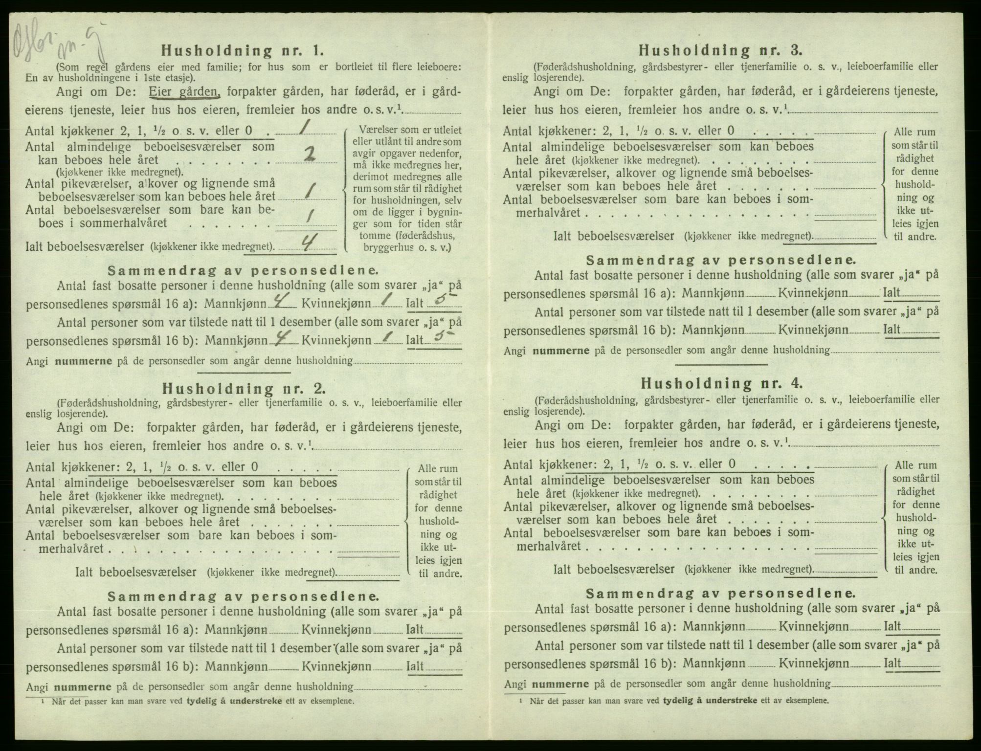 SAB, 1920 census for Ølen, 1920, p. 459