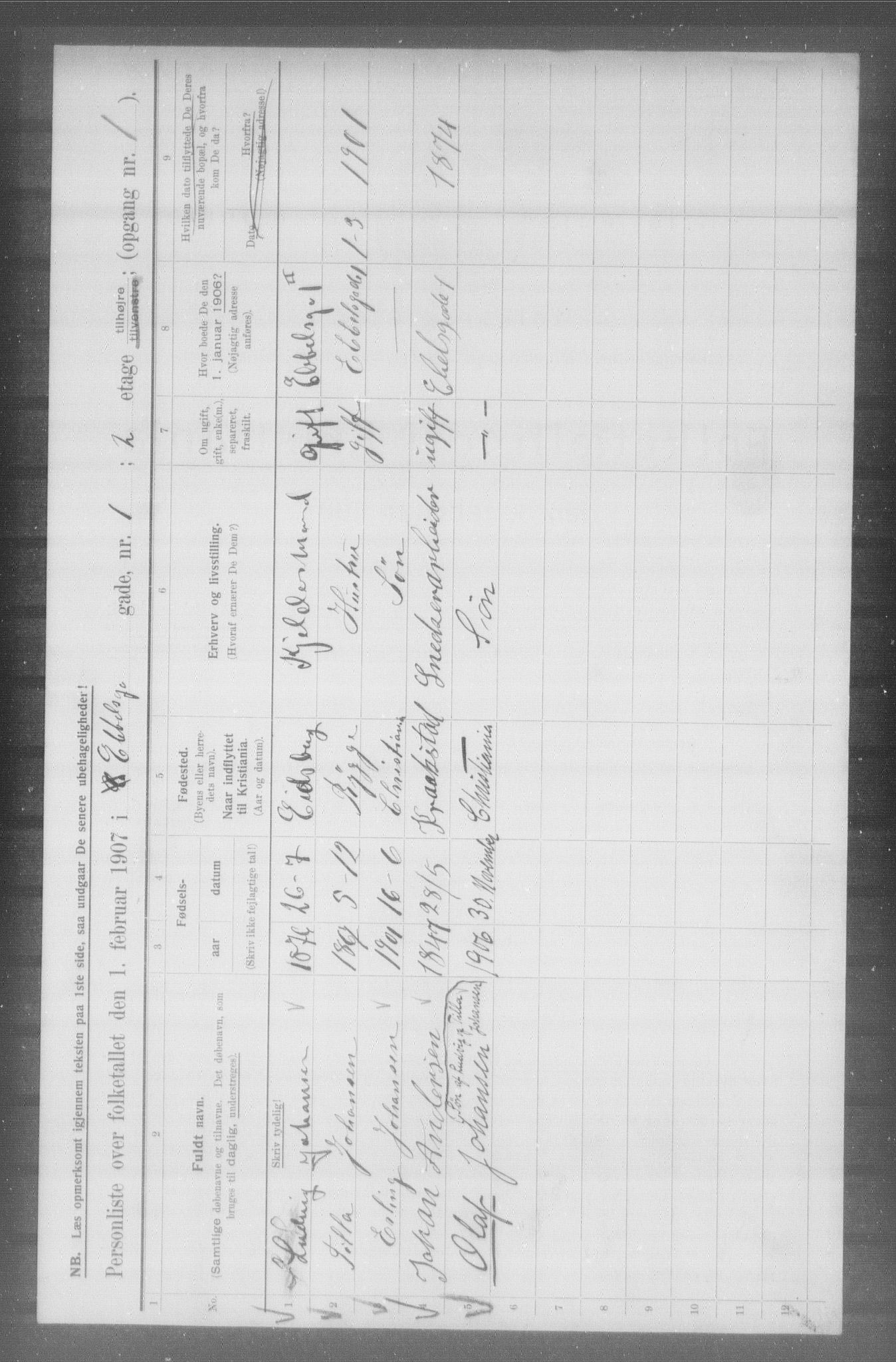 OBA, Municipal Census 1907 for Kristiania, 1907, p. 9187