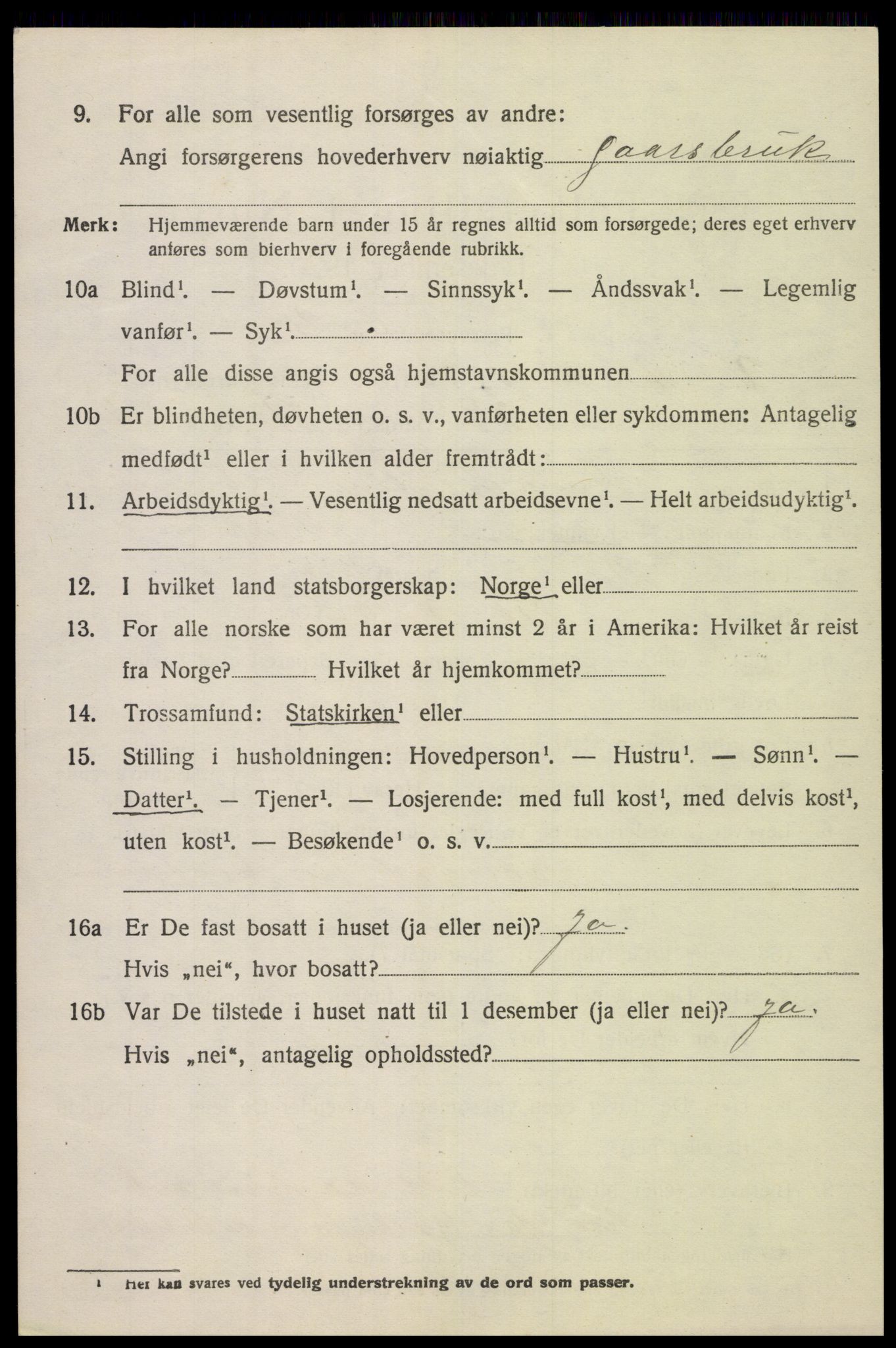 SAK, 1920 census for Nes (V-A), 1920, p. 2957