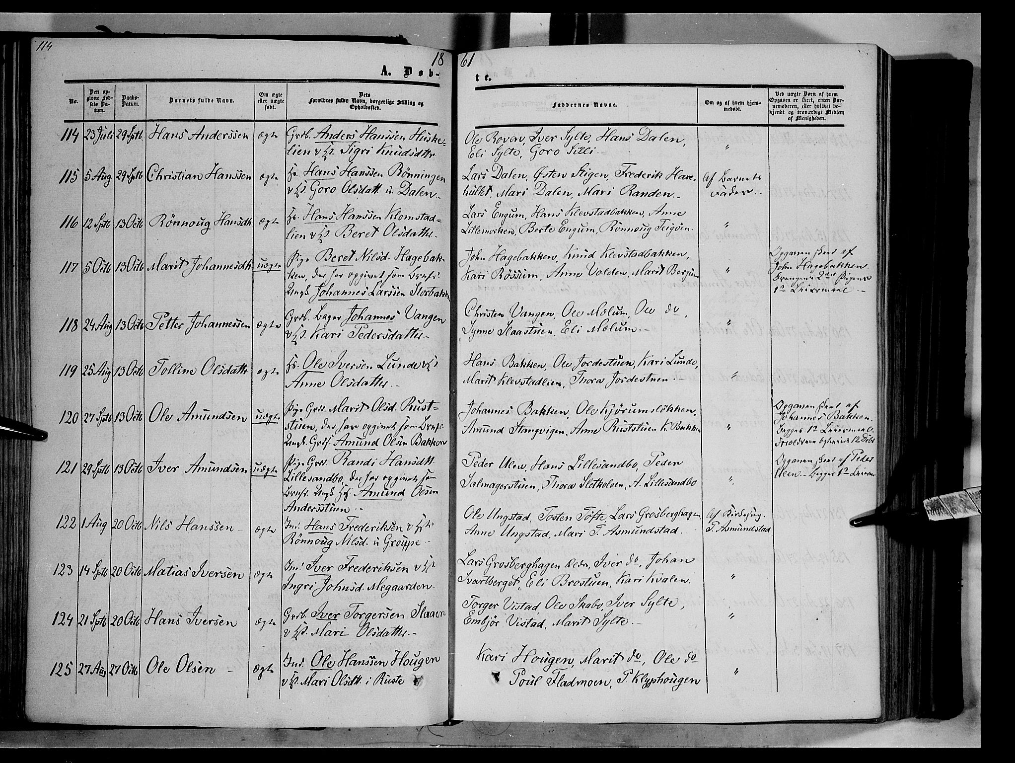 Nord-Fron prestekontor, AV/SAH-PREST-080/H/Ha/Haa/L0001: Parish register (official) no. 1, 1851-1864, p. 114