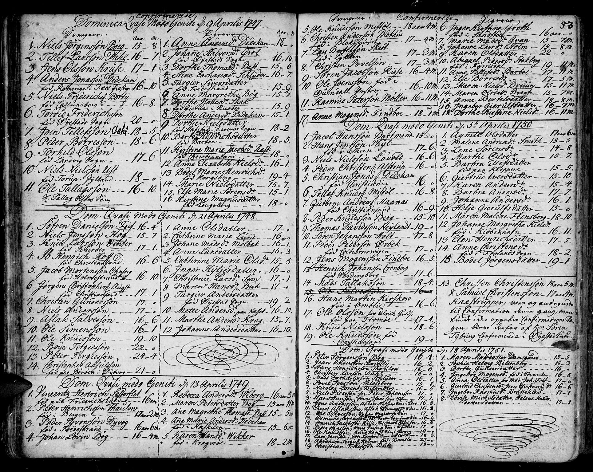 Arendal sokneprestkontor, Trefoldighet, SAK/1111-0040/F/Fa/L0001: Parish register (official) no. A 1, 1703-1815, p. 53