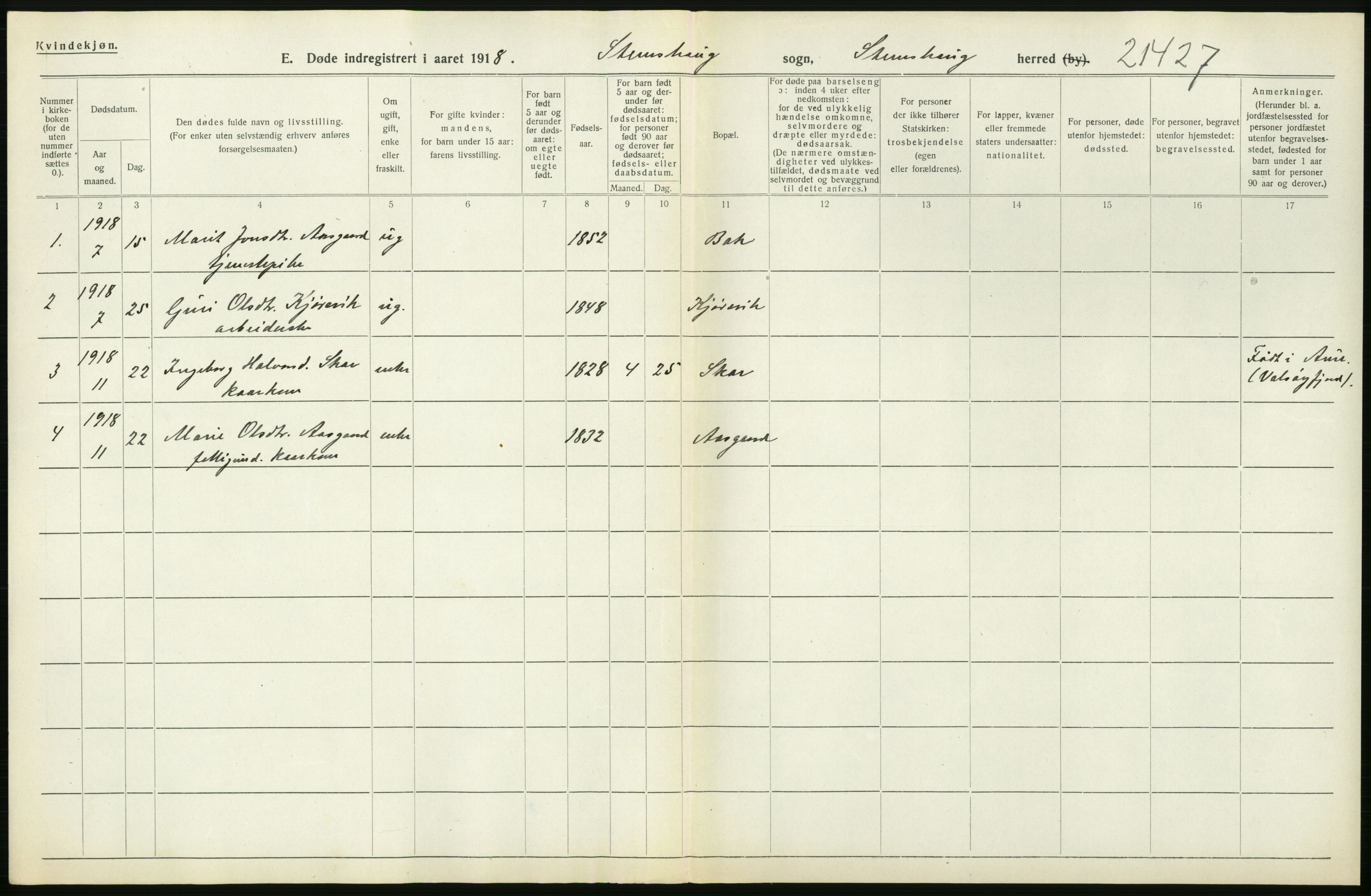 Statistisk sentralbyrå, Sosiodemografiske emner, Befolkning, AV/RA-S-2228/D/Df/Dfb/Dfbh/L0045: Møre fylke: Døde. Bygder og byer., 1918, p. 270