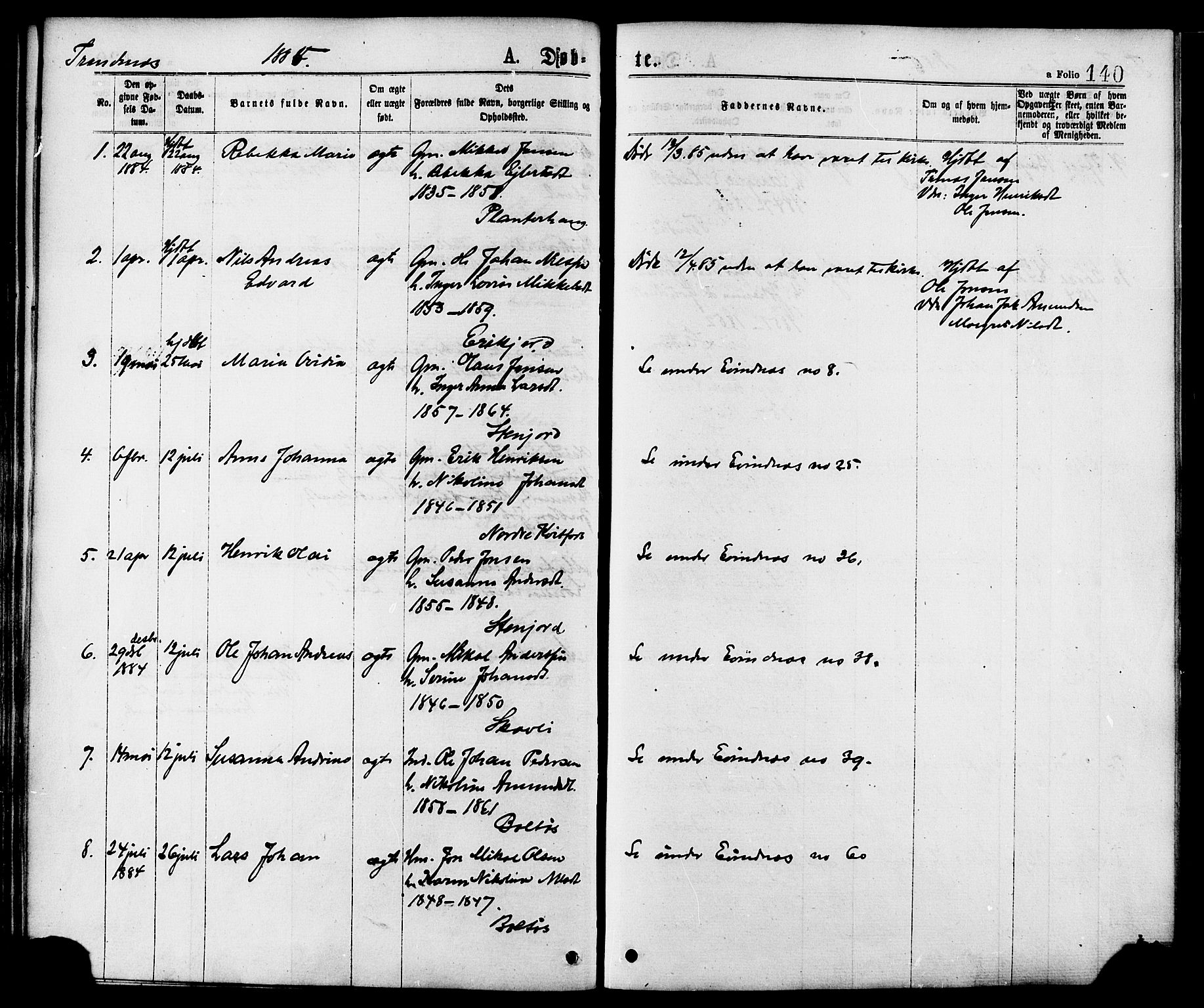 Ministerialprotokoller, klokkerbøker og fødselsregistre - Nordland, AV/SAT-A-1459/863/L0897: Parish register (official) no. 863A09, 1872-1886, p. 140