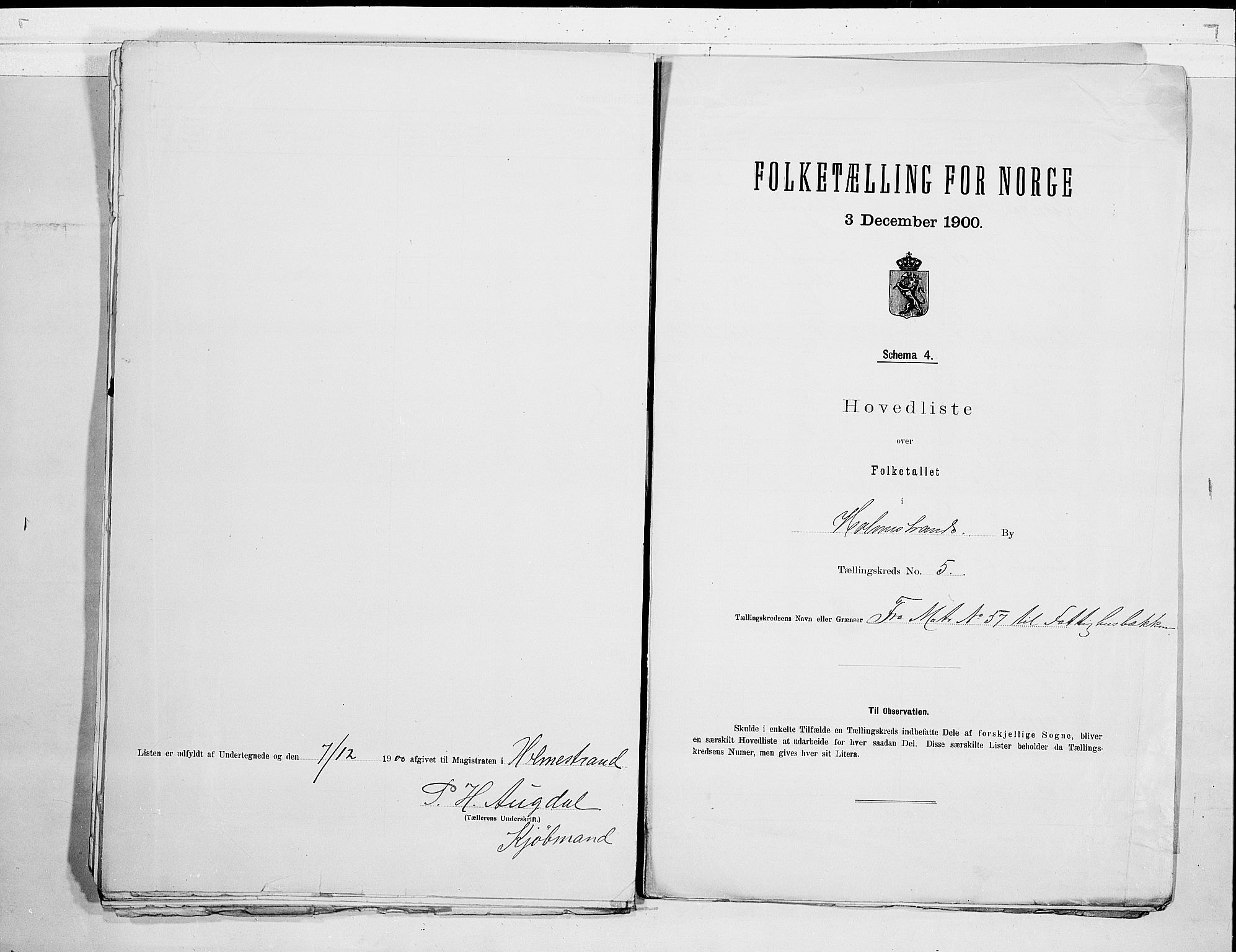 RA, 1900 census for Holmestrand, 1900, p. 12