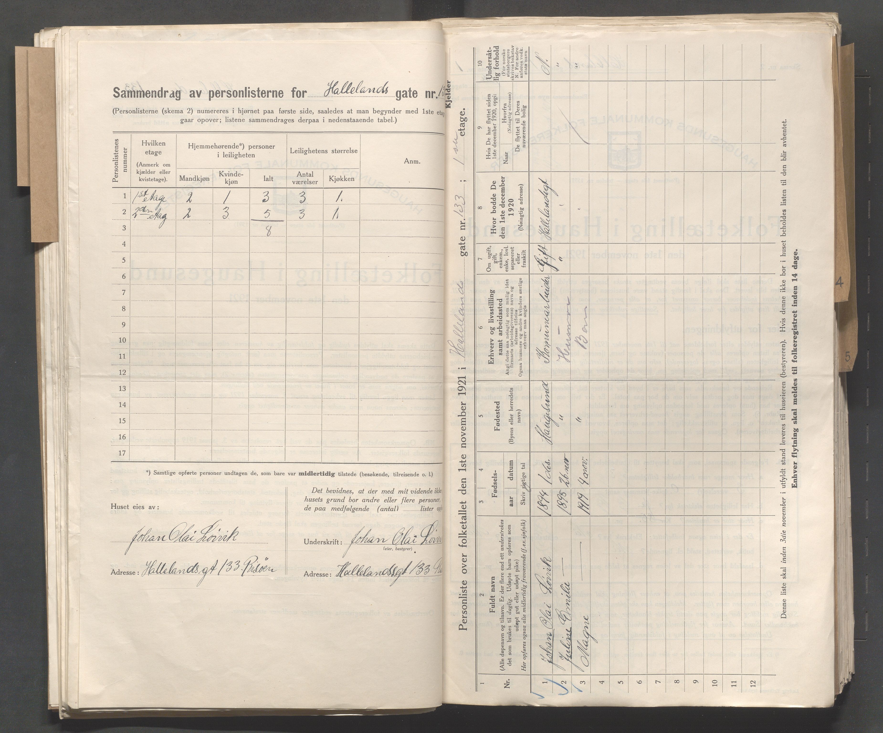 IKAR, Local census 1.11.1921 for Haugesund, 1921, p. 6689