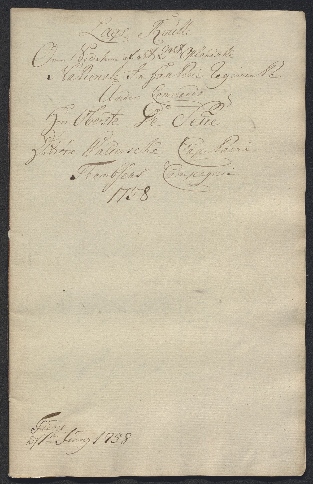 Kommanderende general (KG I) med Det norske krigsdirektorium, AV/RA-EA-5419/E/Ec/L0021: Ruller over nedkommanderte mannskap, 1758-1762, p. 484