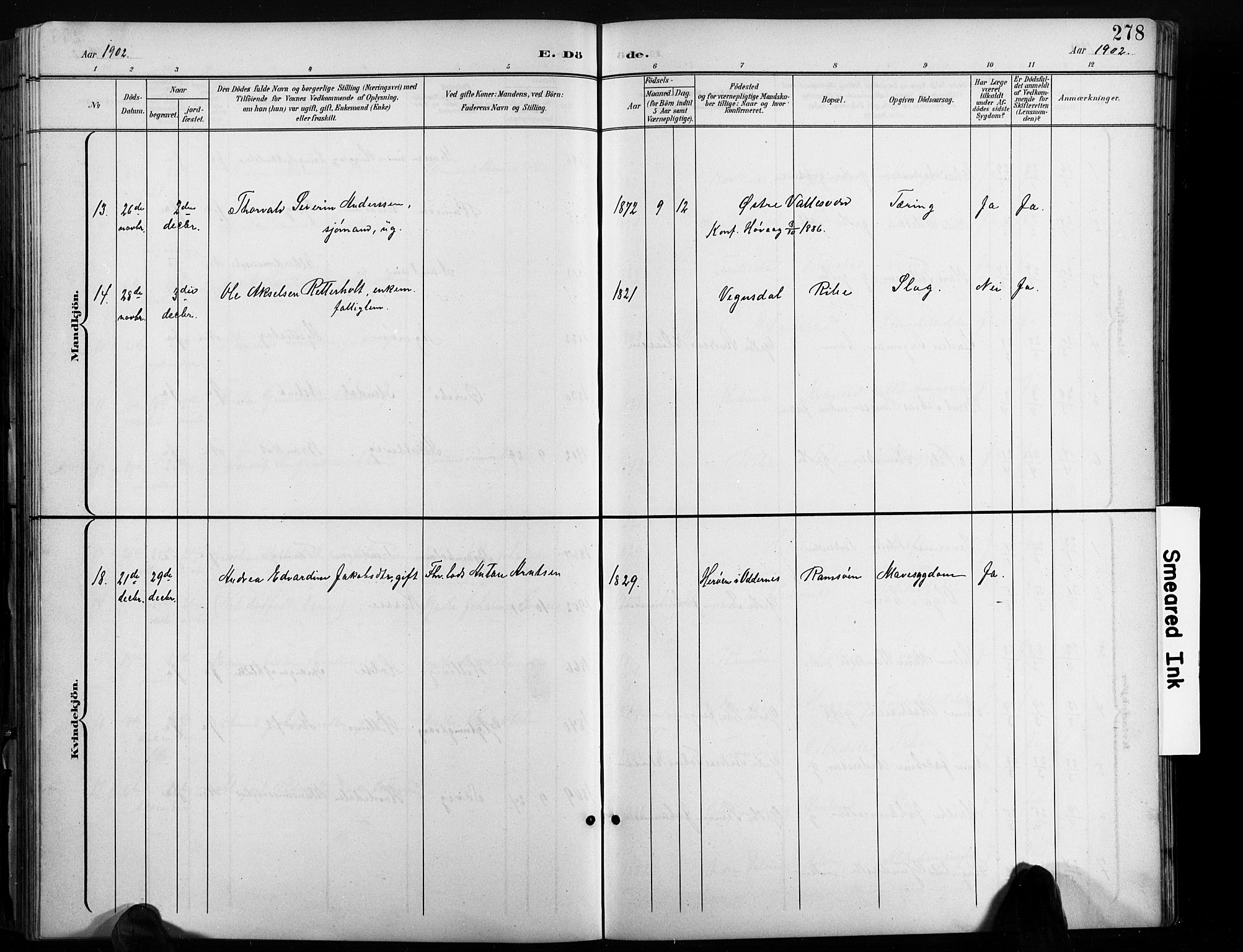 Høvåg sokneprestkontor, AV/SAK-1111-0025/F/Fb/L0005: Parish register (copy) no. B 5, 1898-1929, p. 278