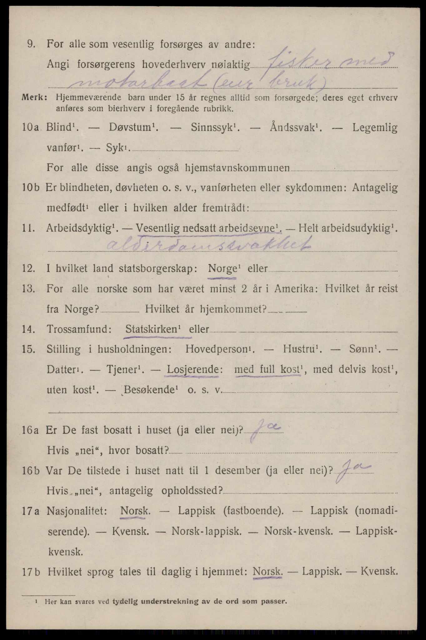 SAT, 1920 census for Værøy, 1920, p. 2448