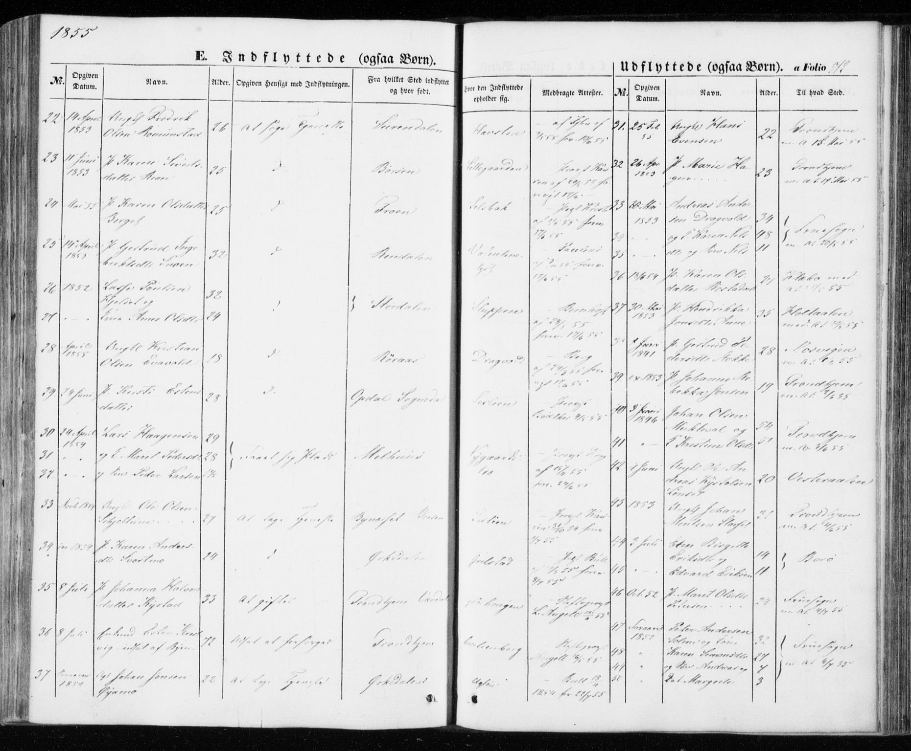 Ministerialprotokoller, klokkerbøker og fødselsregistre - Sør-Trøndelag, AV/SAT-A-1456/606/L0291: Parish register (official) no. 606A06, 1848-1856, p. 312