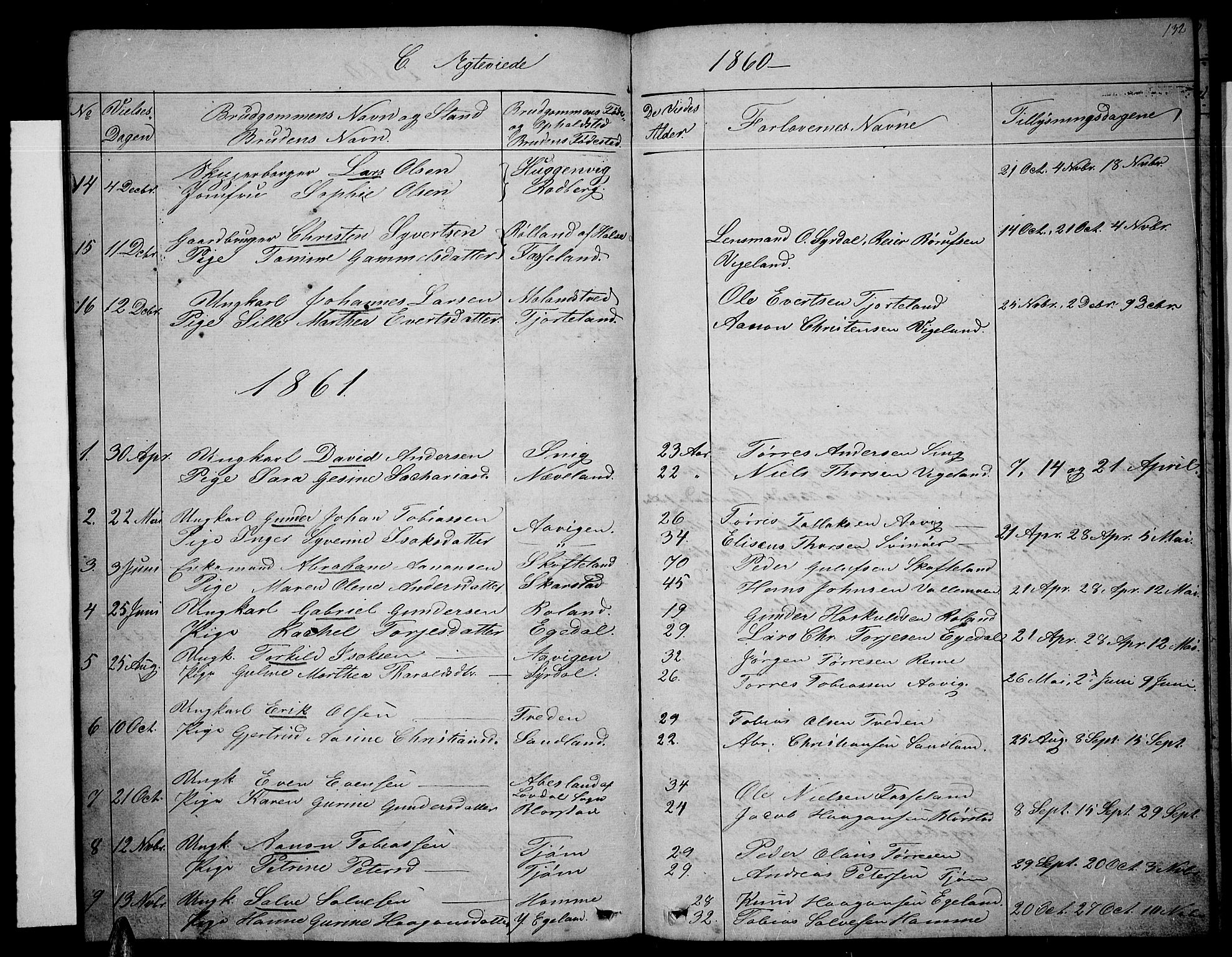 Sør-Audnedal sokneprestkontor, AV/SAK-1111-0039/F/Fb/Fbb/L0003: Parish register (copy) no. B 3, 1859-1868, p. 132