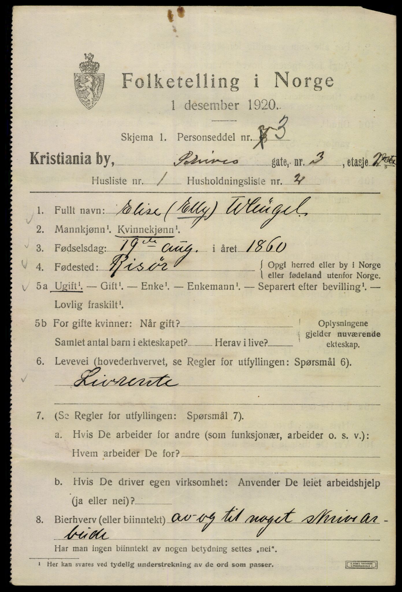 SAO, 1920 census for Kristiania, 1920, p. 487221