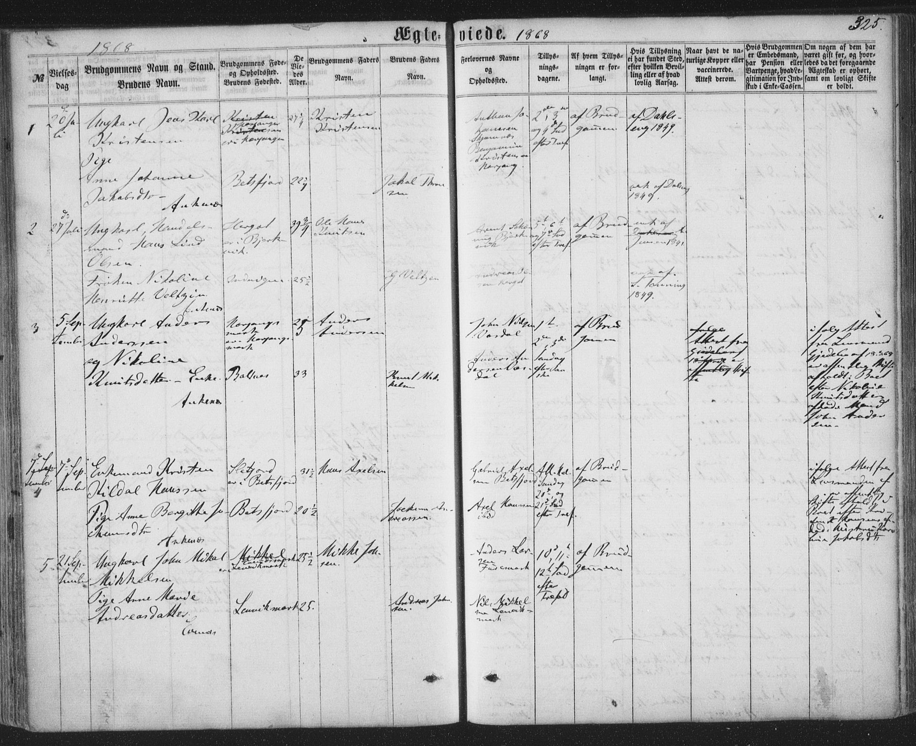 Ministerialprotokoller, klokkerbøker og fødselsregistre - Nordland, AV/SAT-A-1459/863/L0896: Parish register (official) no. 863A08, 1861-1871, p. 325