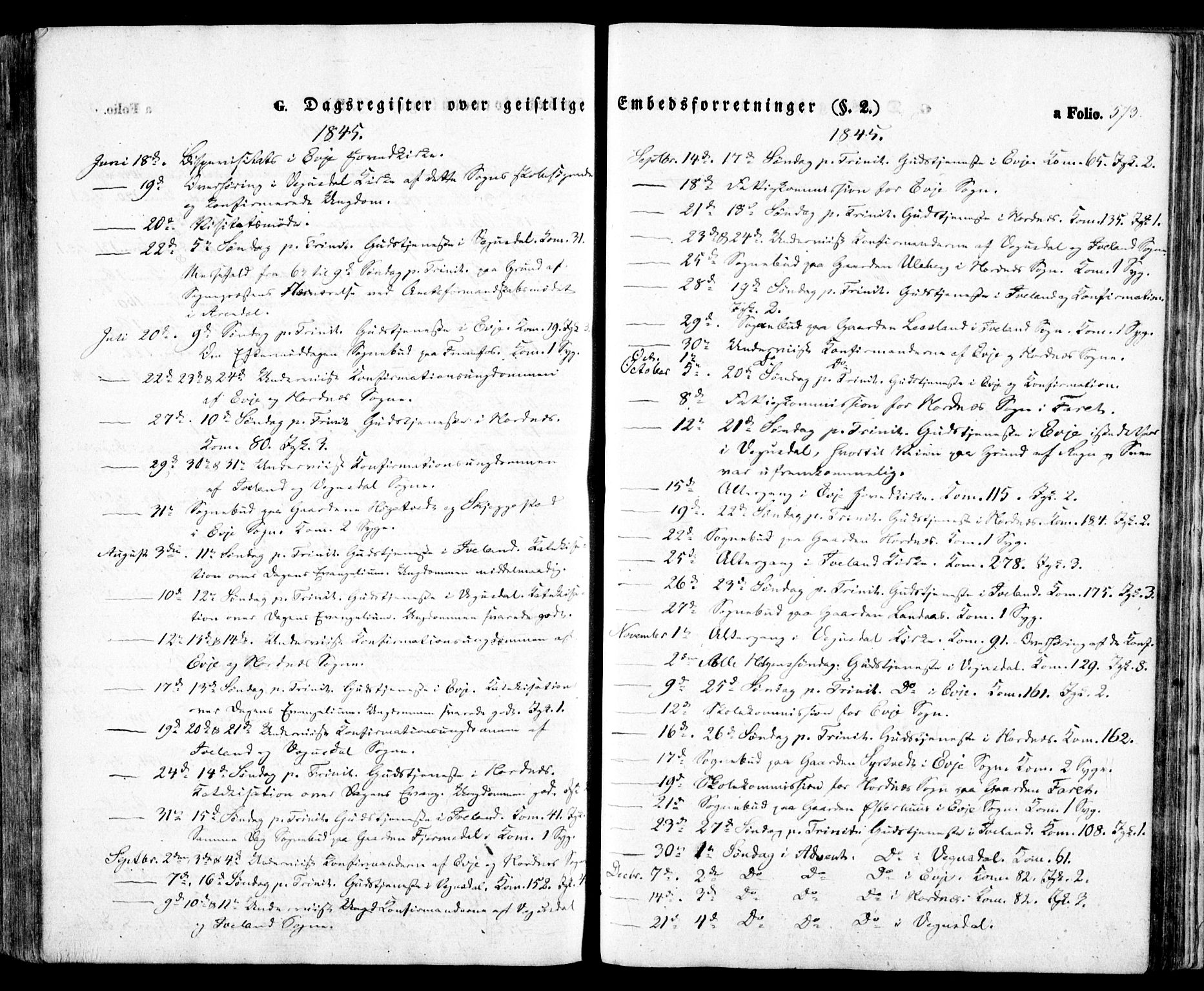 Evje sokneprestkontor, AV/SAK-1111-0008/F/Fa/Faa/L0005: Parish register (official) no. A 5, 1843-1865, p. 573