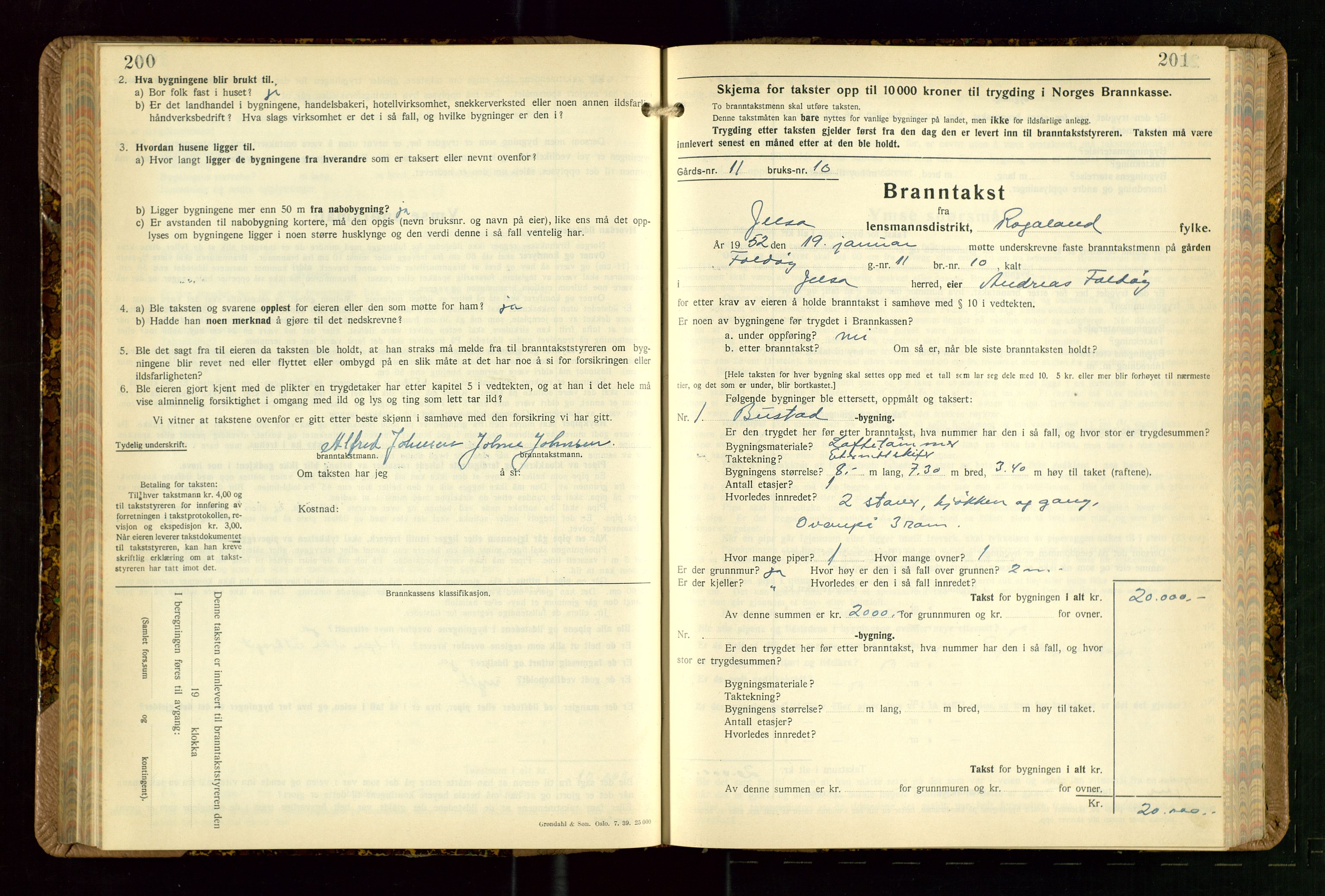 Jelsa lensmannskontor, AV/SAST-A-100360/Gob/L0003: "Branntakstprotokoll", 1942-1955, p. 200-201