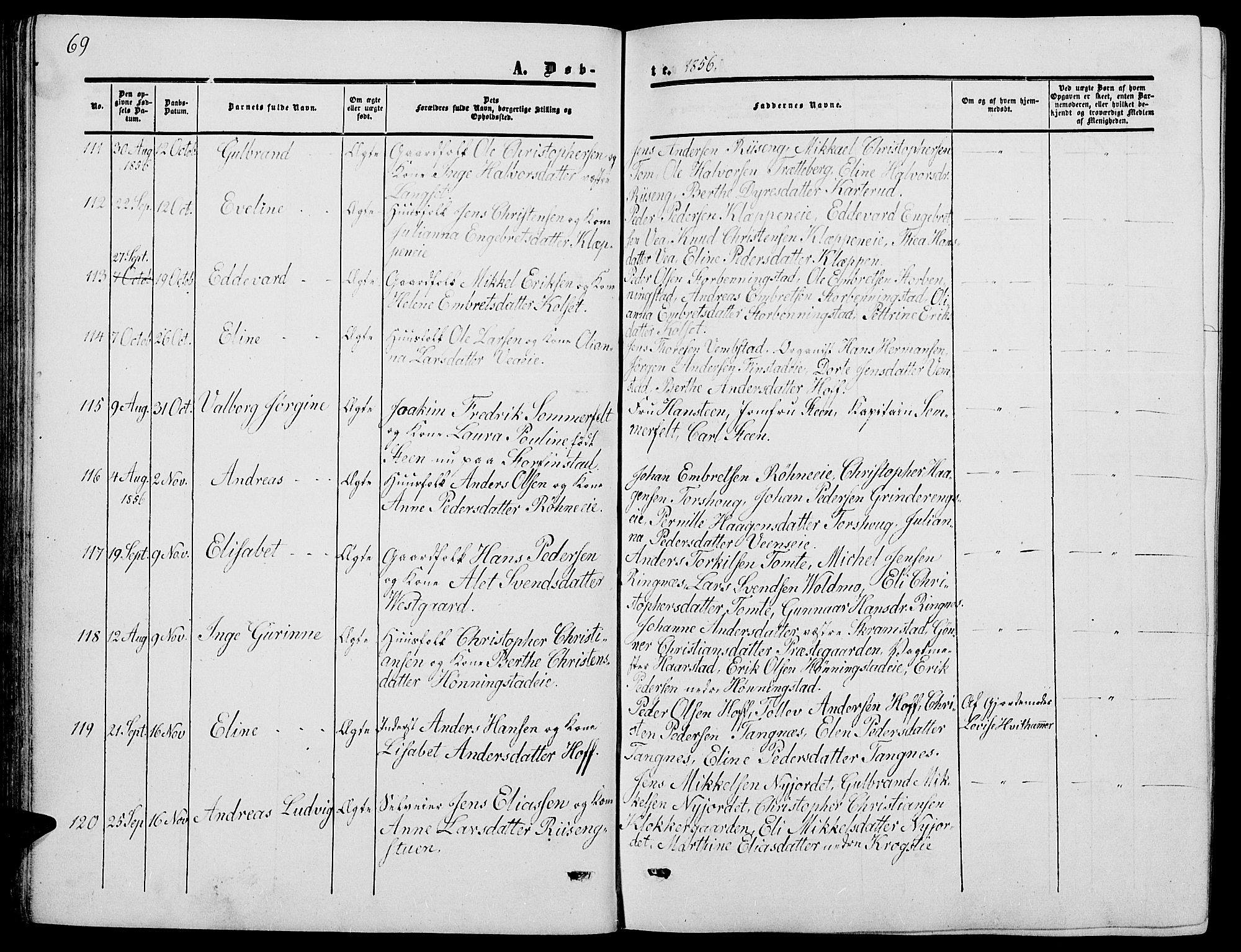 Løten prestekontor, AV/SAH-PREST-022/L/La/L0003: Parish register (copy) no. 3, 1850-1862, p. 69