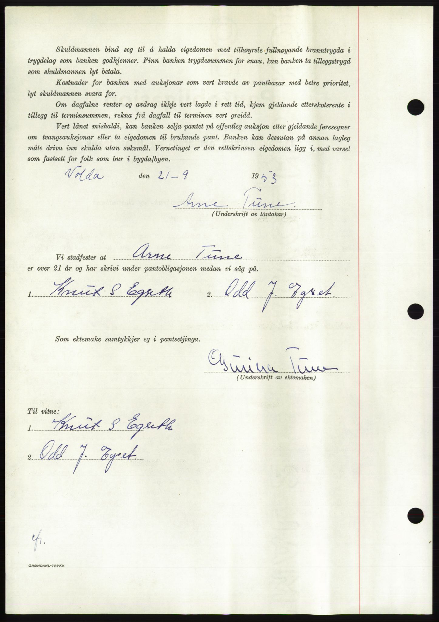 Søre Sunnmøre sorenskriveri, AV/SAT-A-4122/1/2/2C/L0124: Mortgage book no. 12B, 1953-1954, Diary no: : 2282/1953