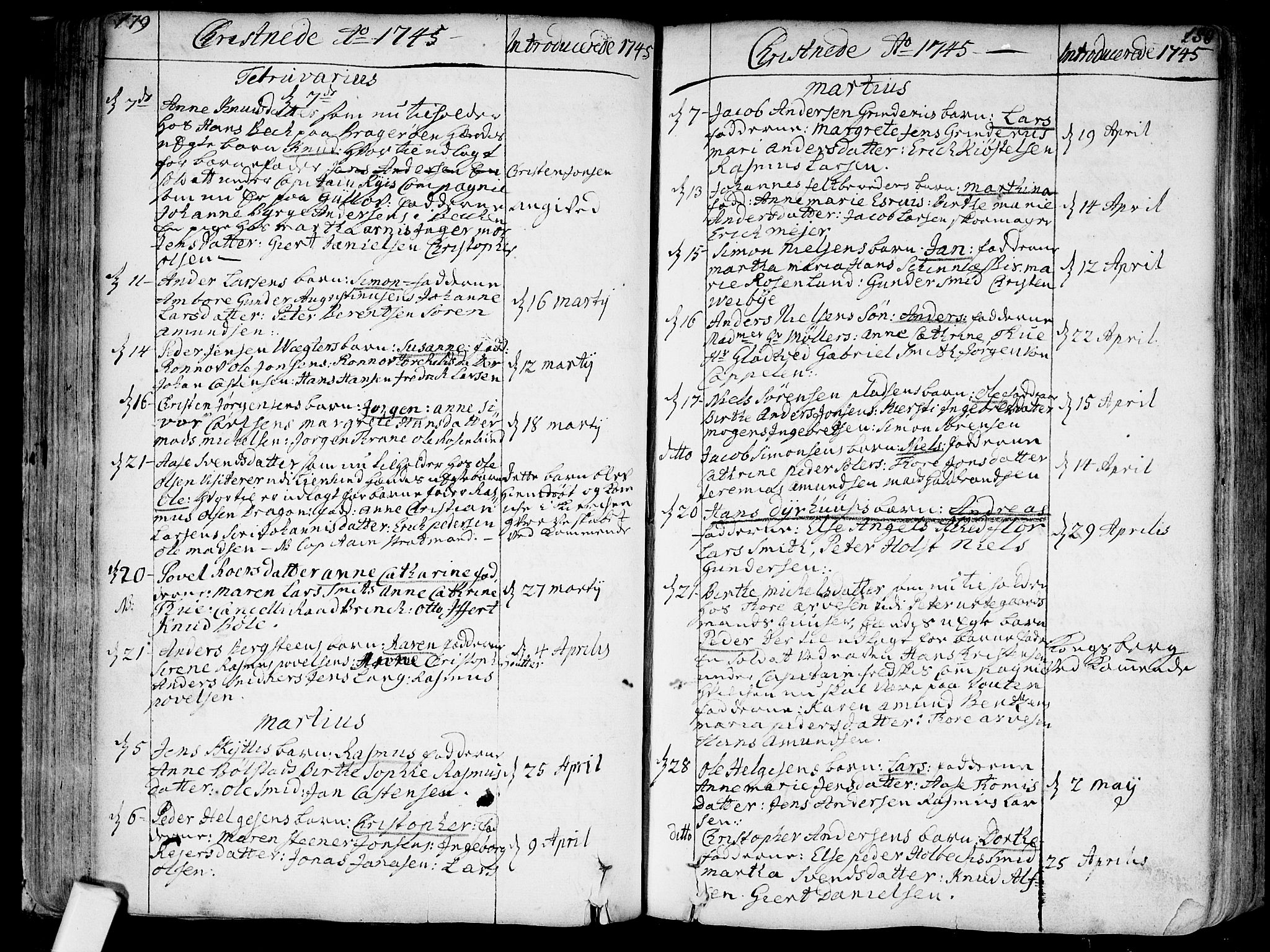 Bragernes kirkebøker, AV/SAKO-A-6/F/Fa/L0004: Parish register (official) no. I 4, 1734-1759, p. 179-180