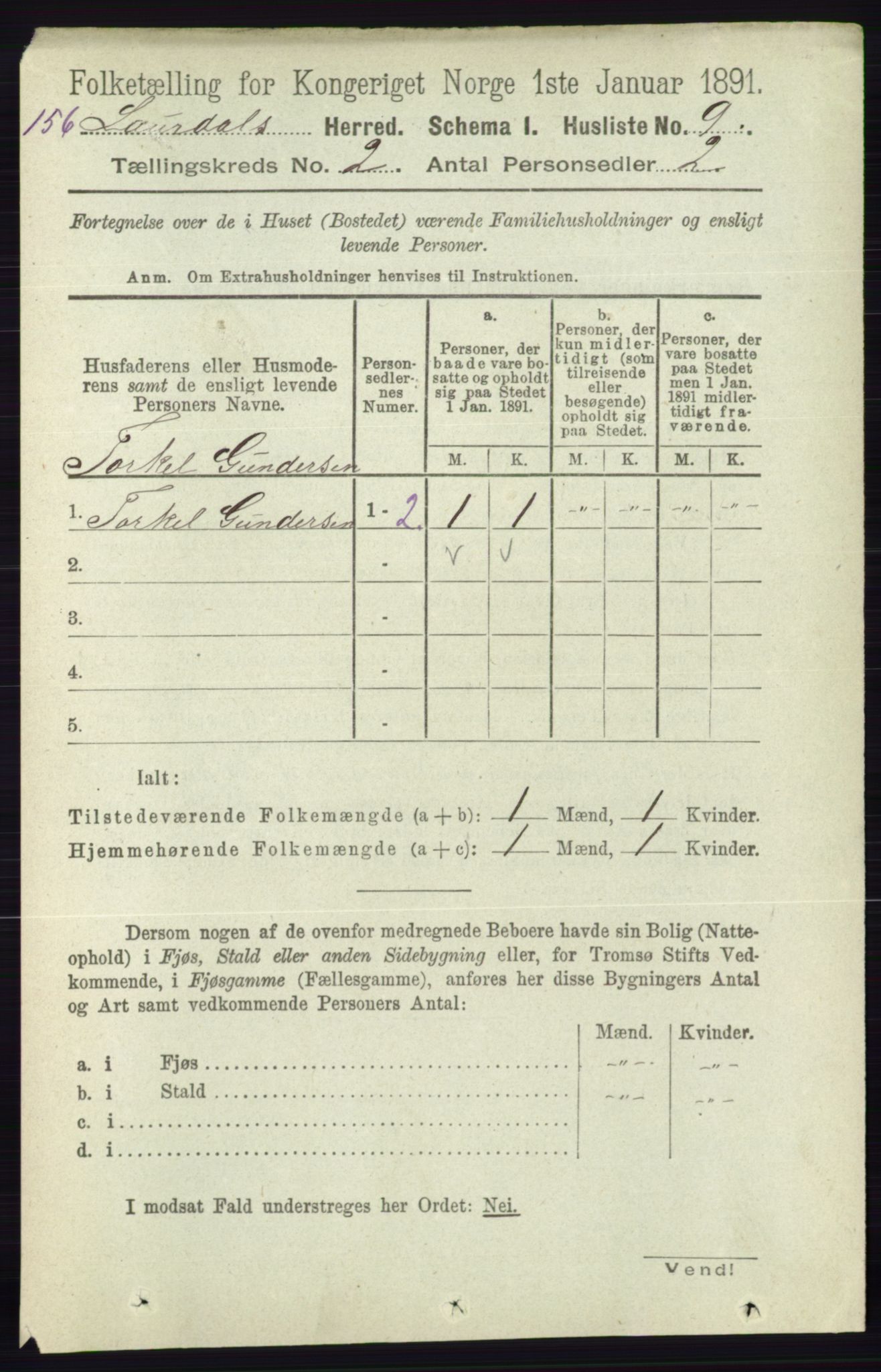 RA, 1891 census for 0833 Lårdal, 1891, p. 579