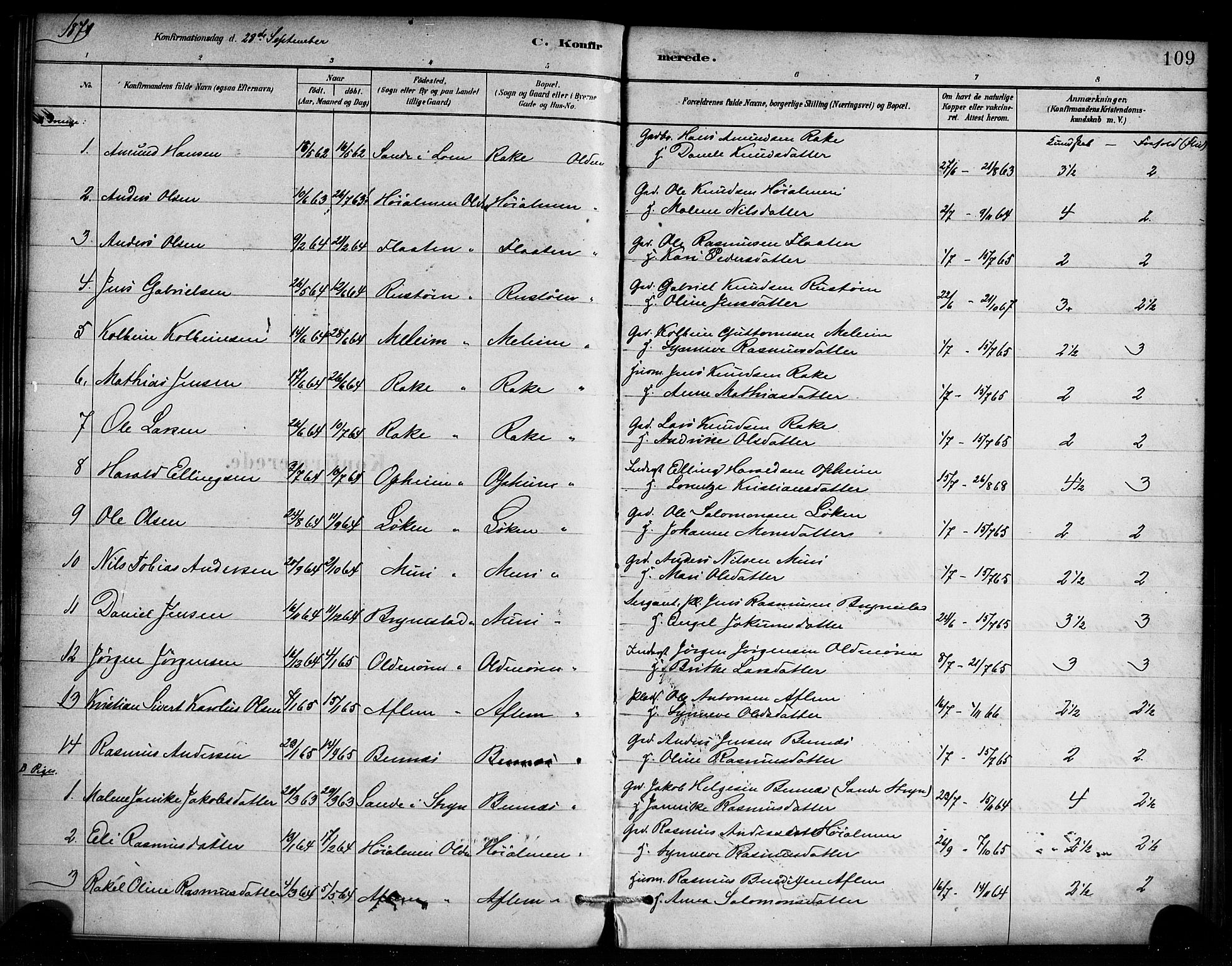 Innvik sokneprestembete, AV/SAB-A-80501: Parish register (official) no. C 1, 1879-1900, p. 109