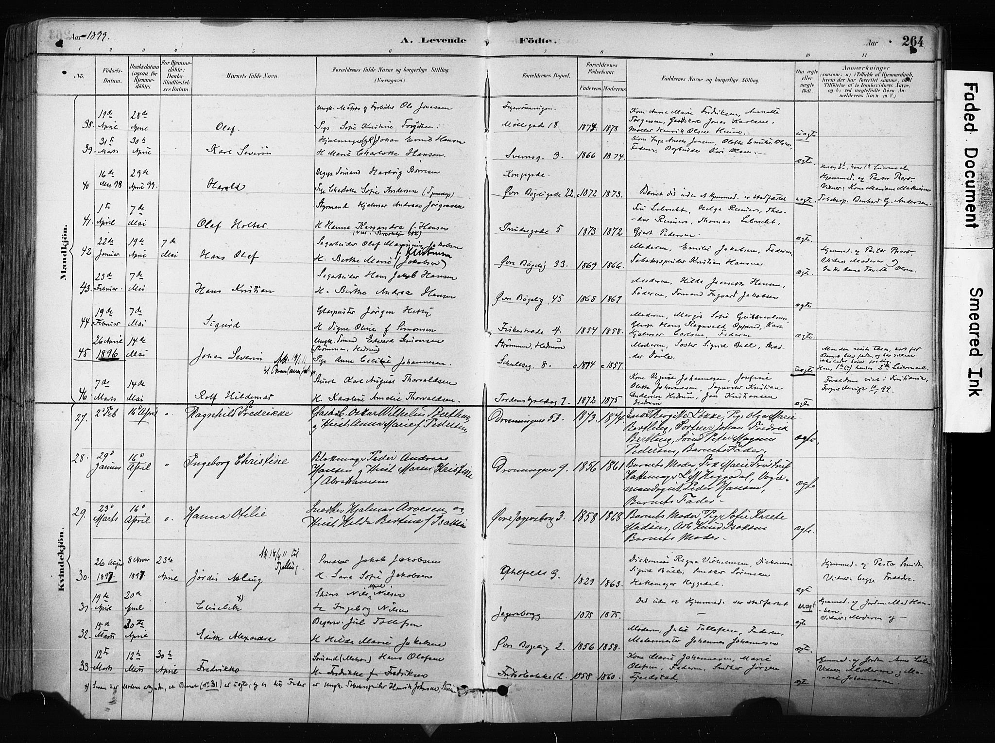 Larvik kirkebøker, SAKO/A-352/F/Fa/L0009: Parish register (official) no. I 9, 1884-1904, p. 264
