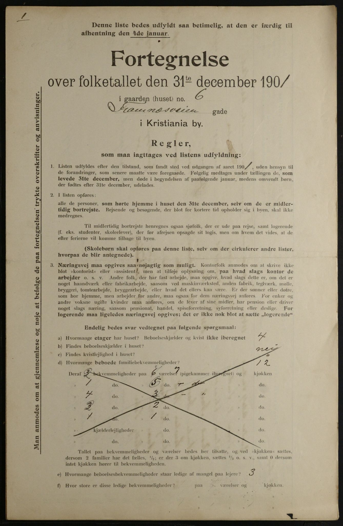 OBA, Municipal Census 1901 for Kristiania, 1901, p. 4109