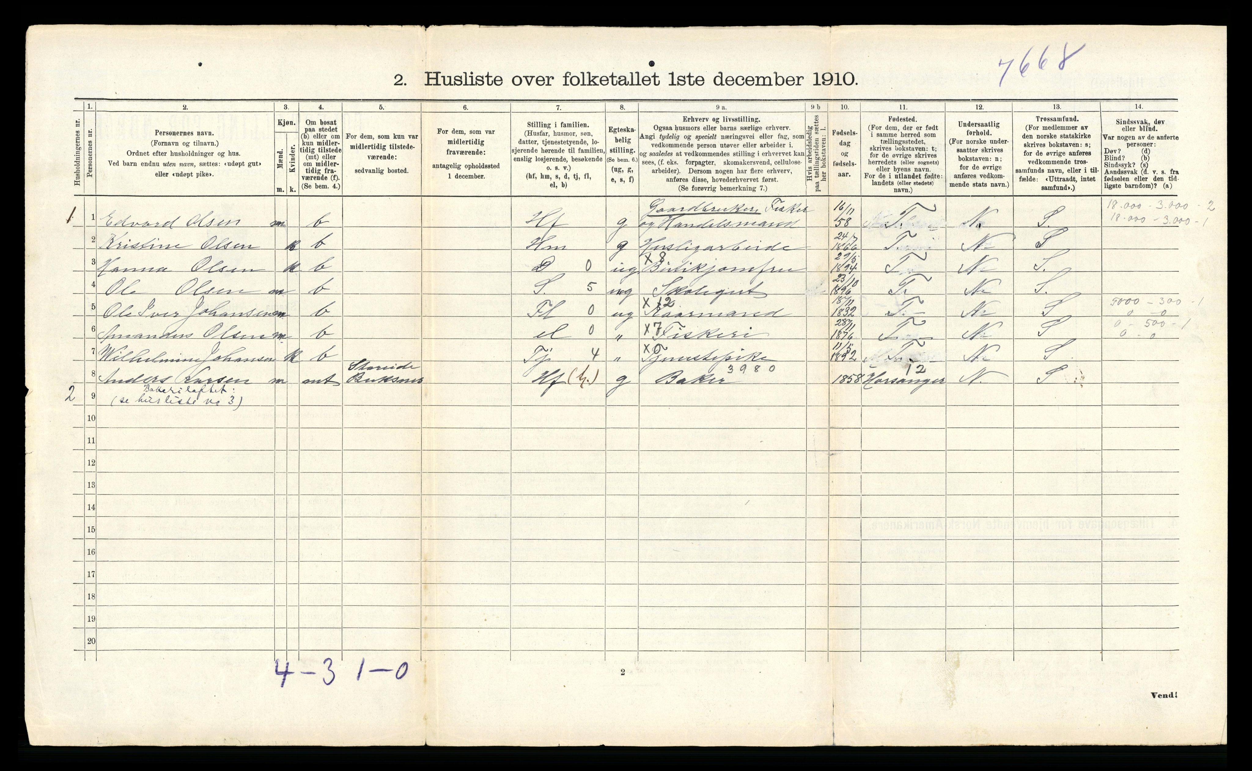 RA, 1910 census for Flakstad, 1910, p. 493