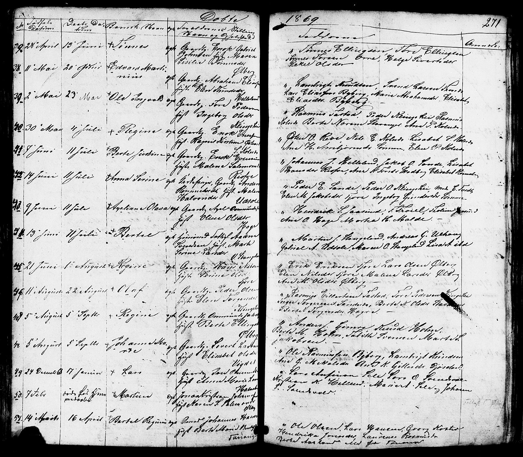Håland sokneprestkontor, AV/SAST-A-101802/001/30BB/L0002: Parish register (copy) no. B 2, 1845-1872, p. 271