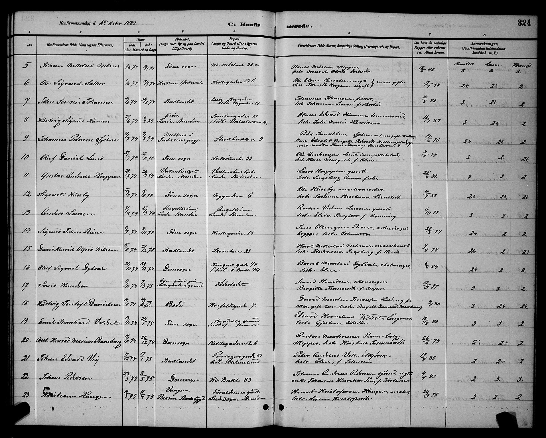 Ministerialprotokoller, klokkerbøker og fødselsregistre - Sør-Trøndelag, AV/SAT-A-1456/604/L0222: Parish register (copy) no. 604C05, 1886-1895, p. 324