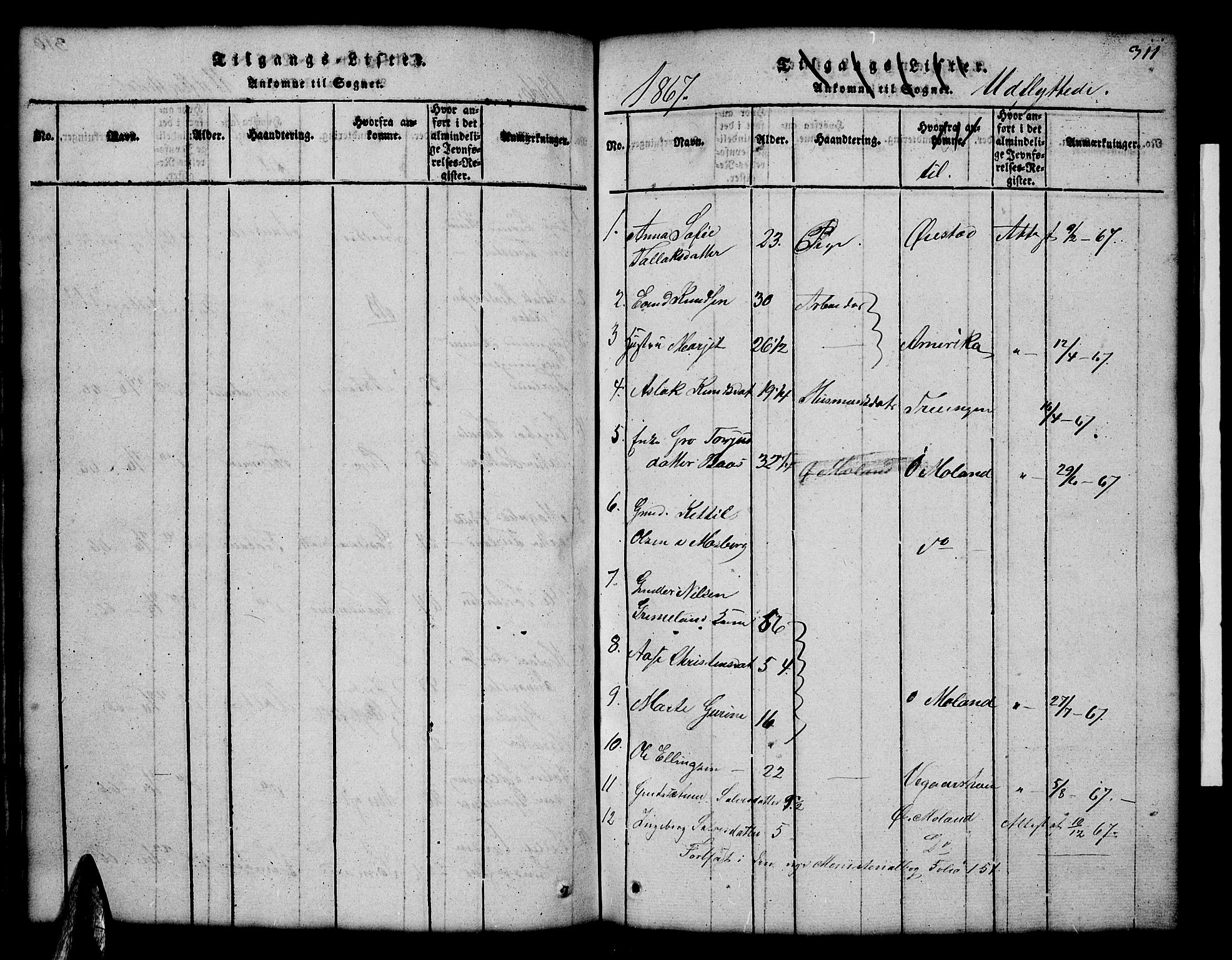 Åmli sokneprestkontor, AV/SAK-1111-0050/F/Fb/Fbc/L0001: Parish register (copy) no. B 1, 1816-1867, p. 312