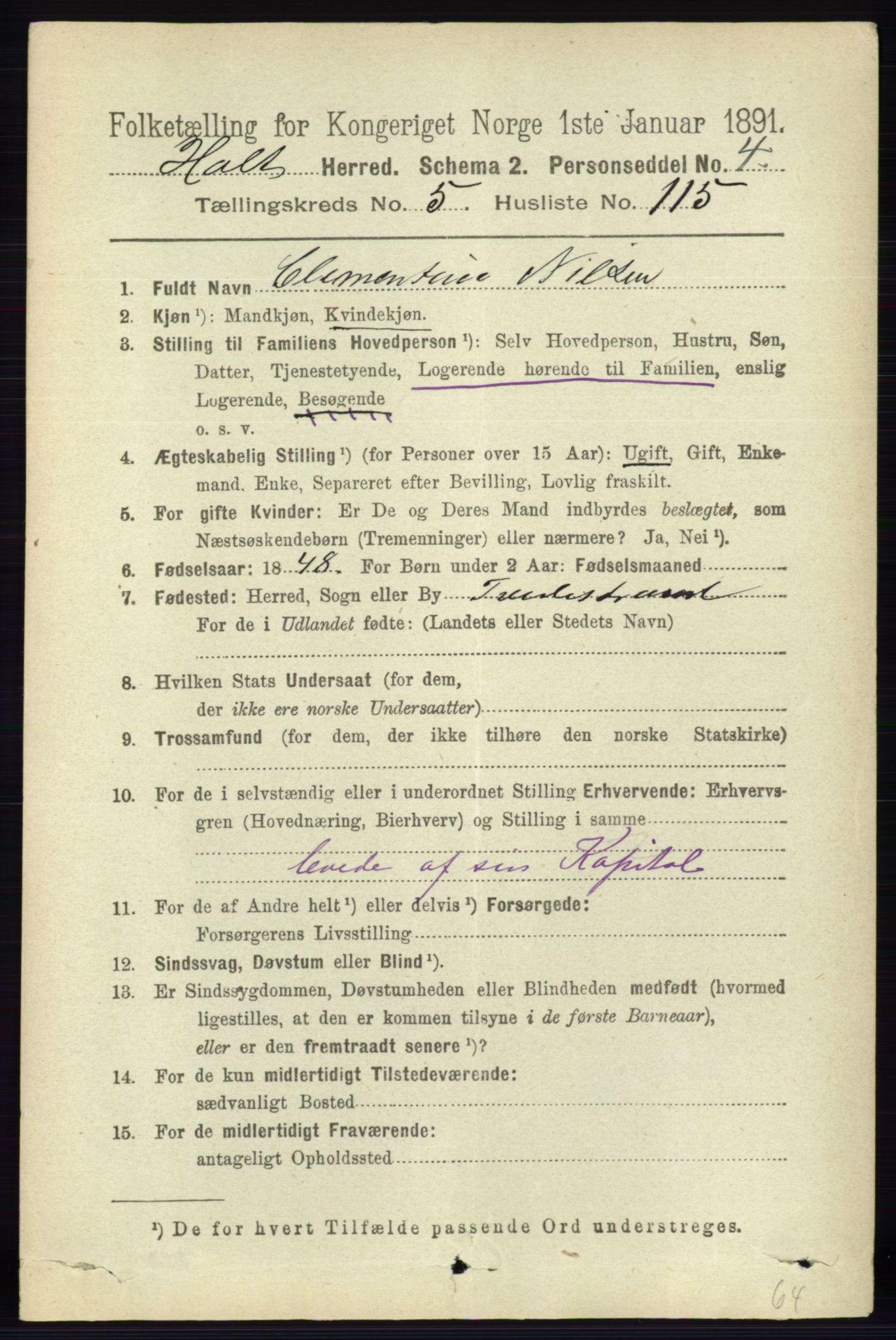 RA, 1891 census for 0914 Holt, 1891, p. 2932