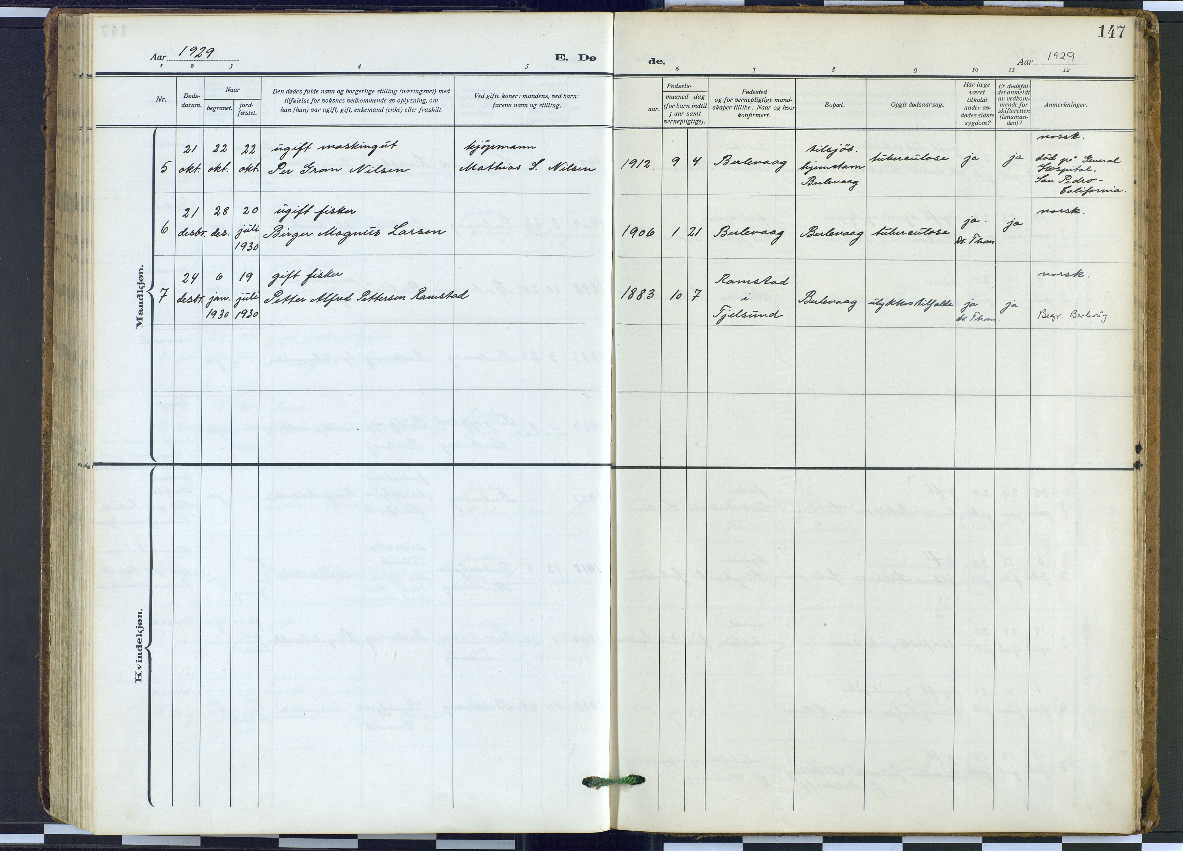 Tana sokneprestkontor, AV/SATØ-S-1334/H/Ha: Parish register (official) no. 9, 1914-1930, p. 147