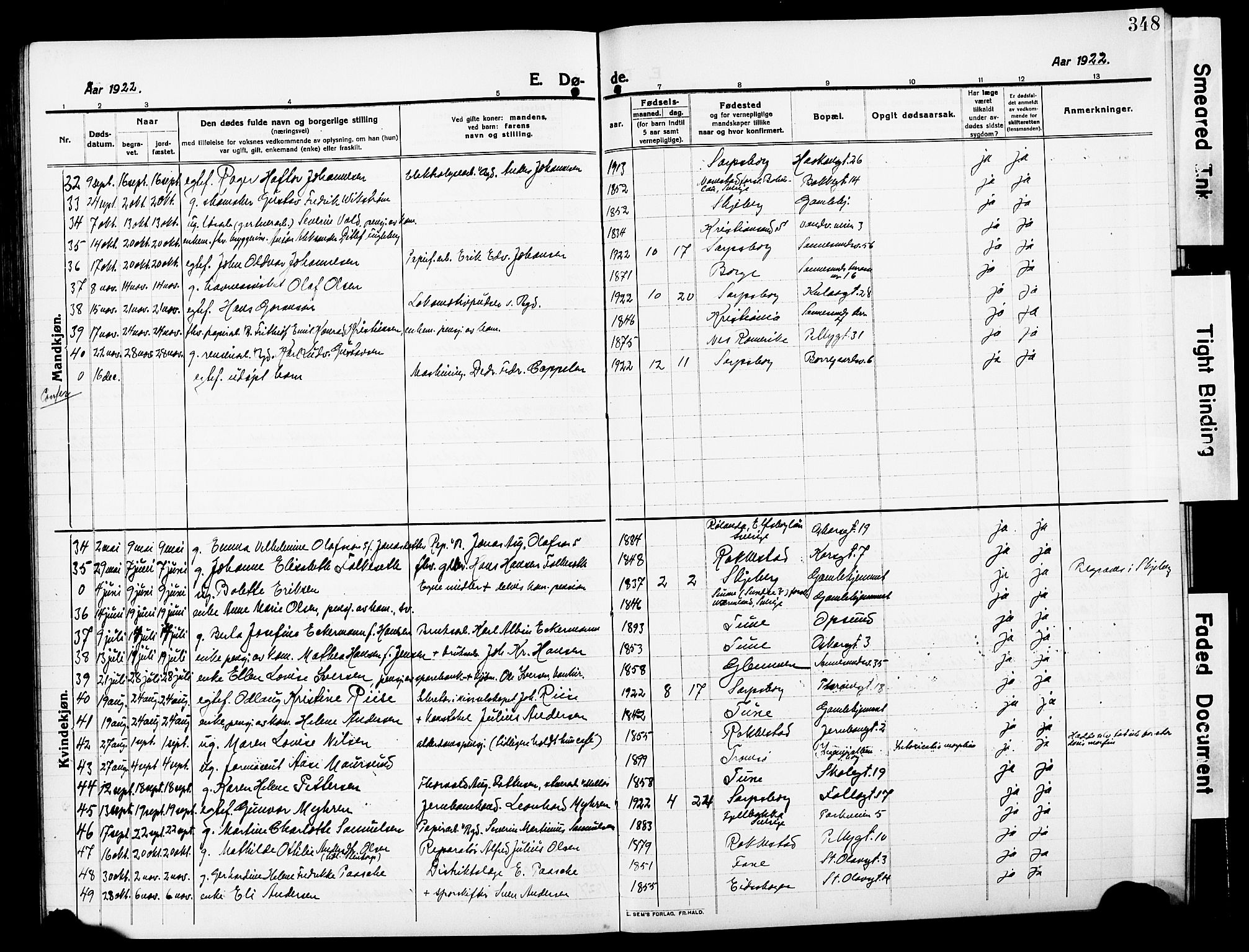 Sarpsborg prestekontor Kirkebøker, AV/SAO-A-2006/G/Ga/L0002: Parish register (copy) no. 2, 1912-1931, p. 348