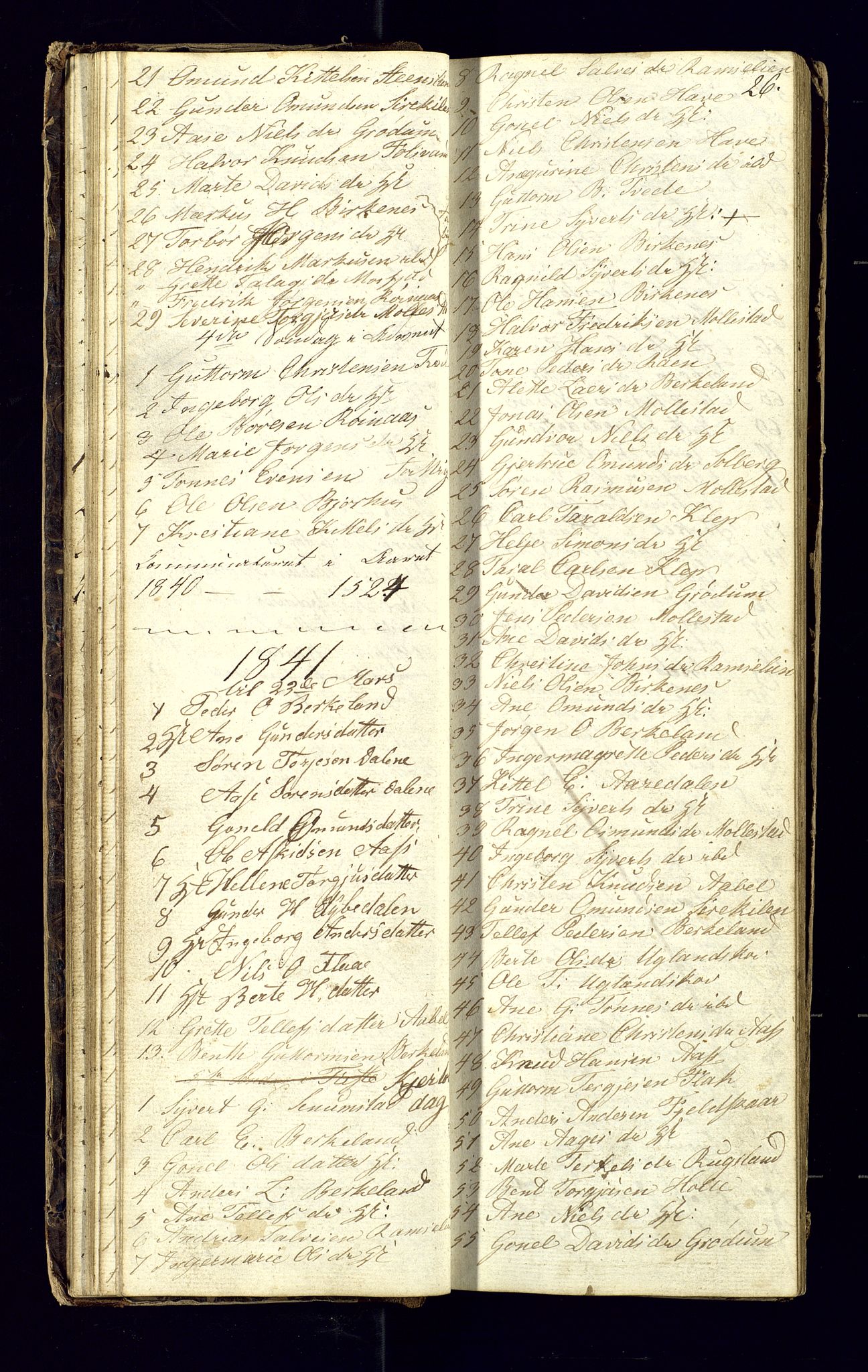 Birkenes sokneprestkontor, SAK/1111-0004/F/Fc/L0002: Communicants register no. C-2, 1839-1849, p. 26