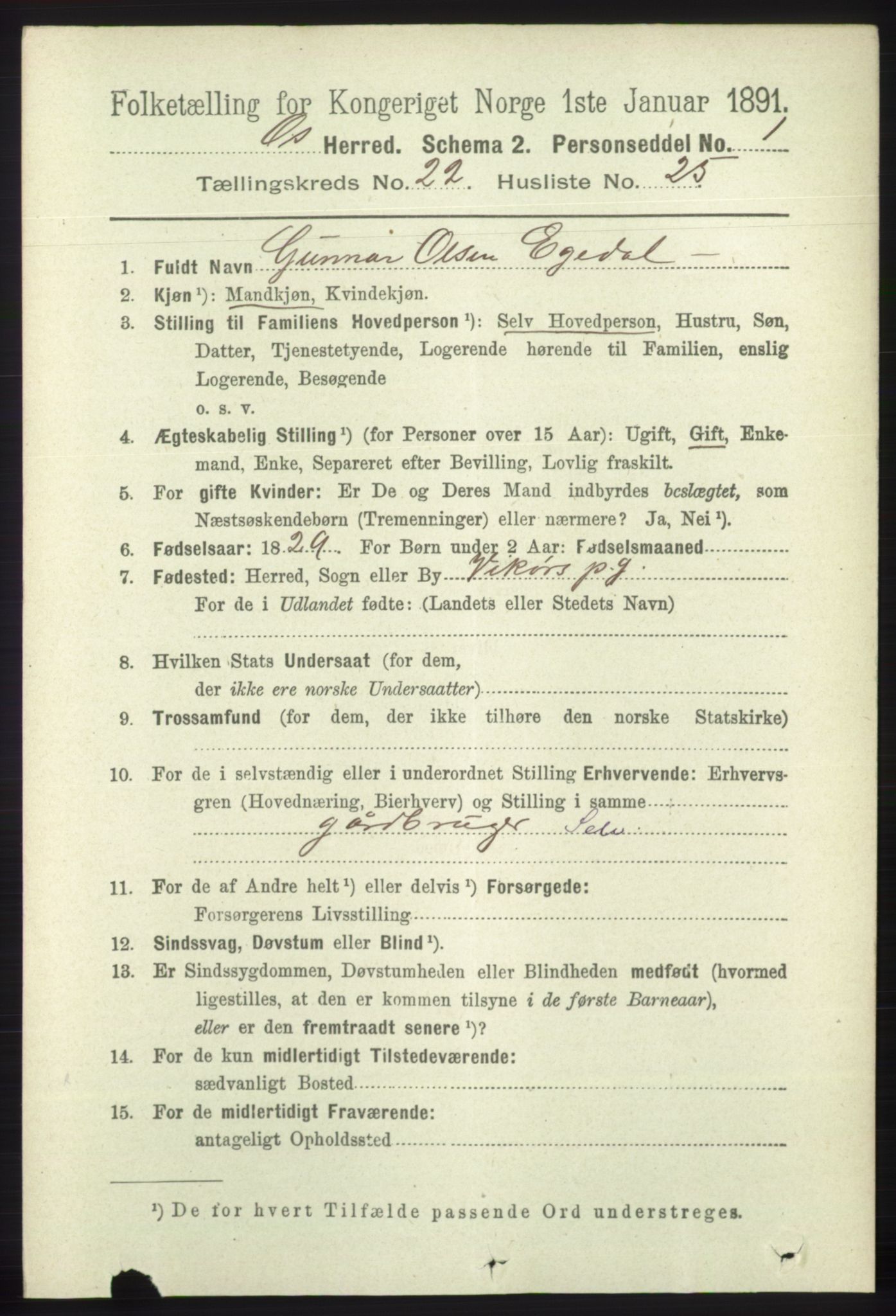 RA, 1891 census for 1243 Os, 1891, p. 5041