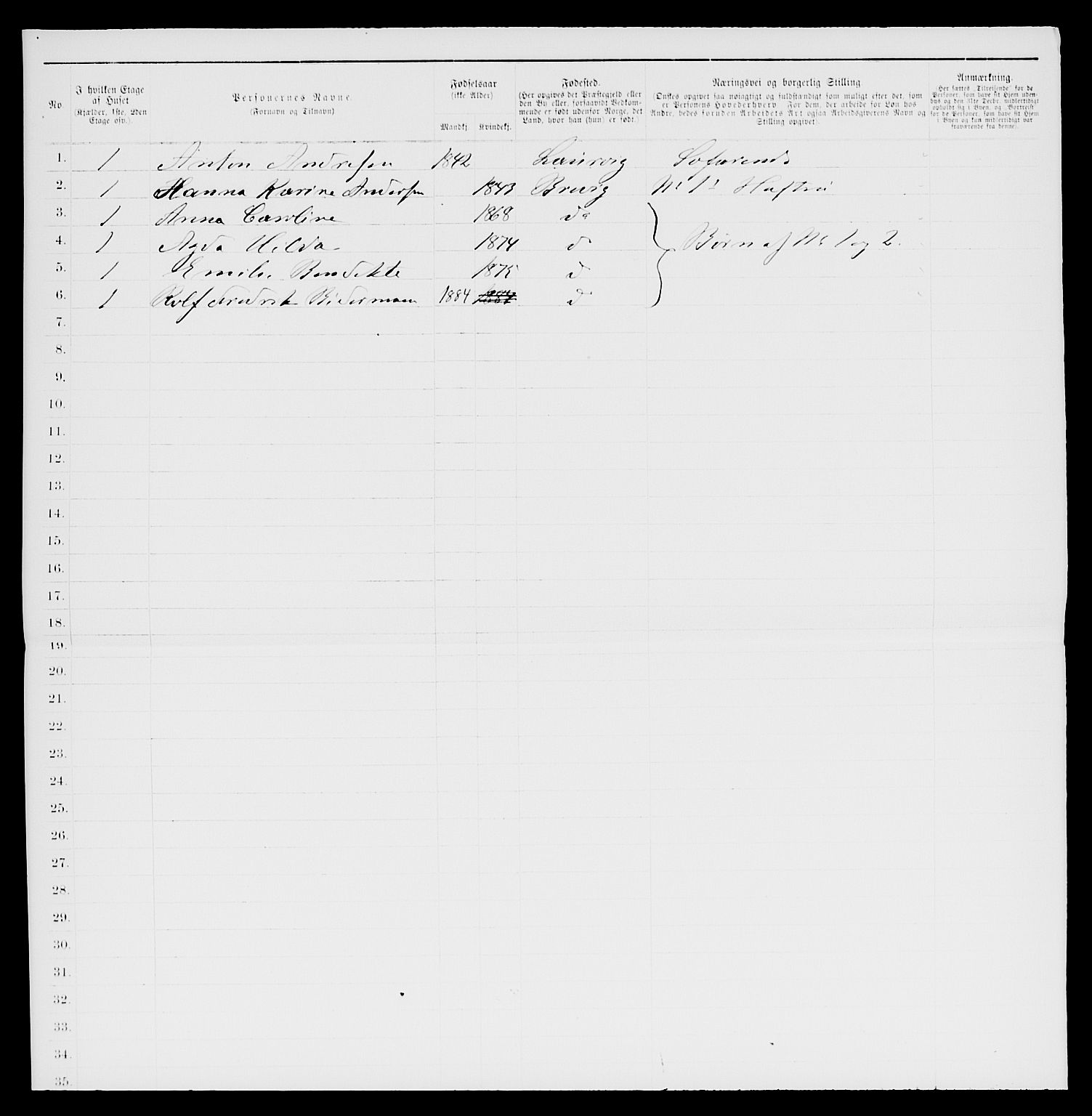 SAKO, 1885 census for 0804 Brevik, 1885, p. 255