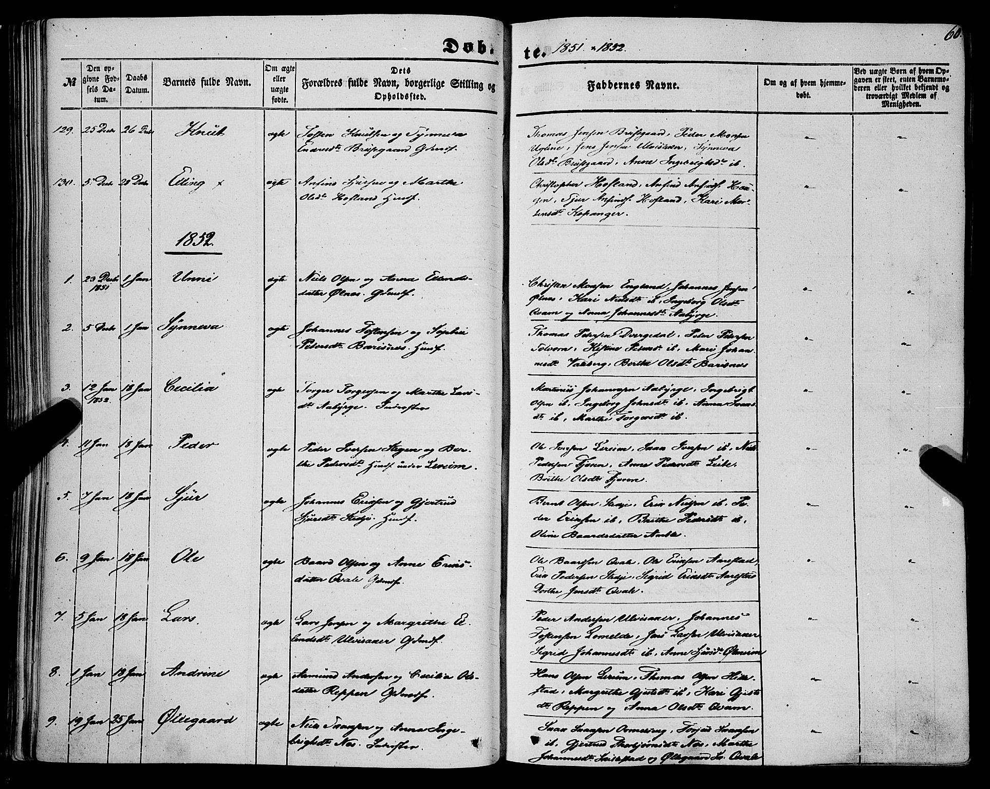 Sogndal sokneprestembete, SAB/A-81301/H/Haa/Haaa/L0012I: Parish register (official) no. A 12I, 1847-1859, p. 60