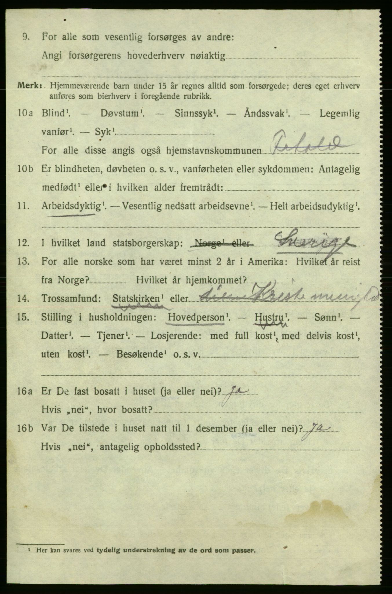 SAO, 1920 census for Fredrikshald, 1920, p. 18734