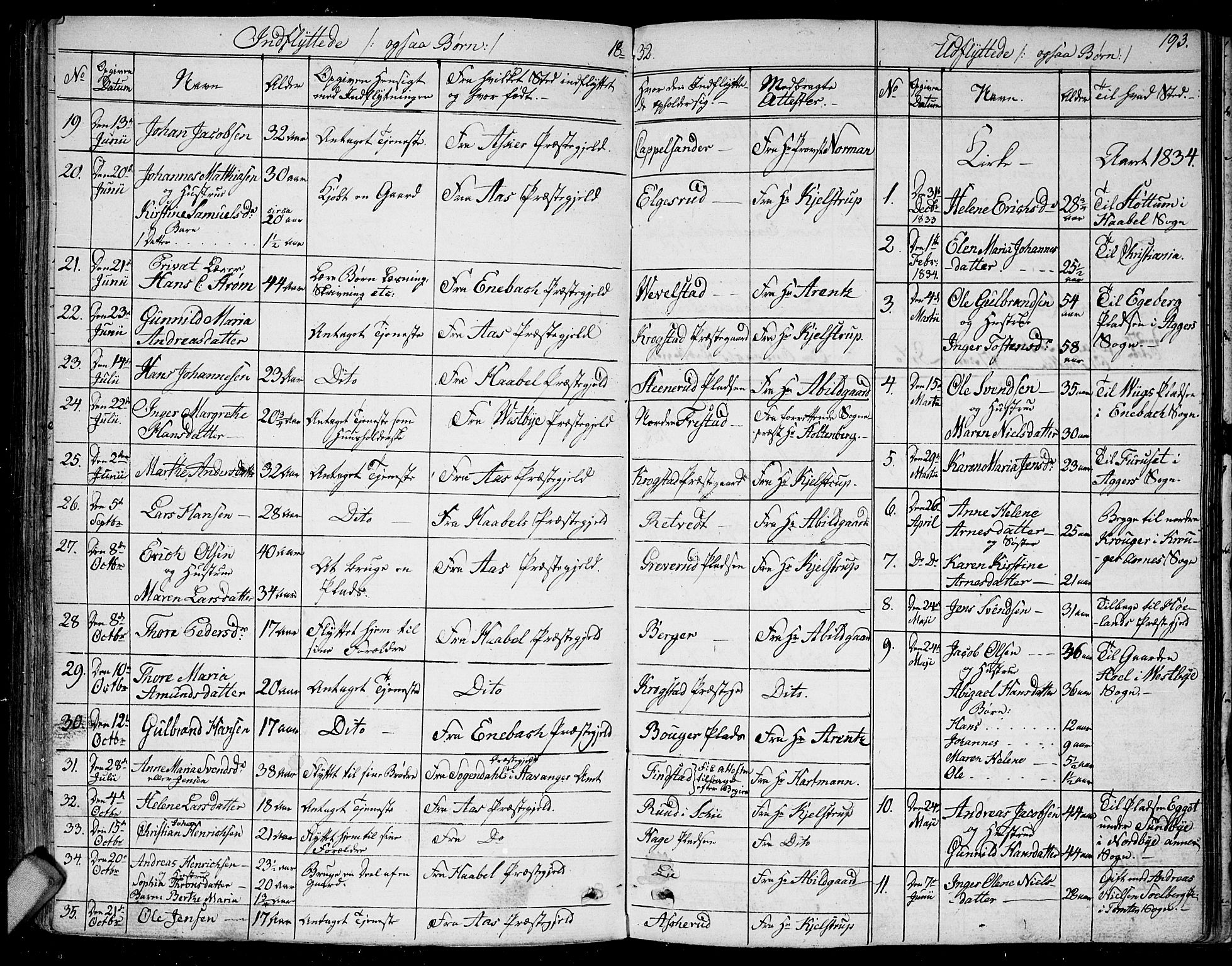 Kråkstad prestekontor Kirkebøker, SAO/A-10125a/F/Fa/L0004: Parish register (official) no. I 4, 1825-1837, p. 193