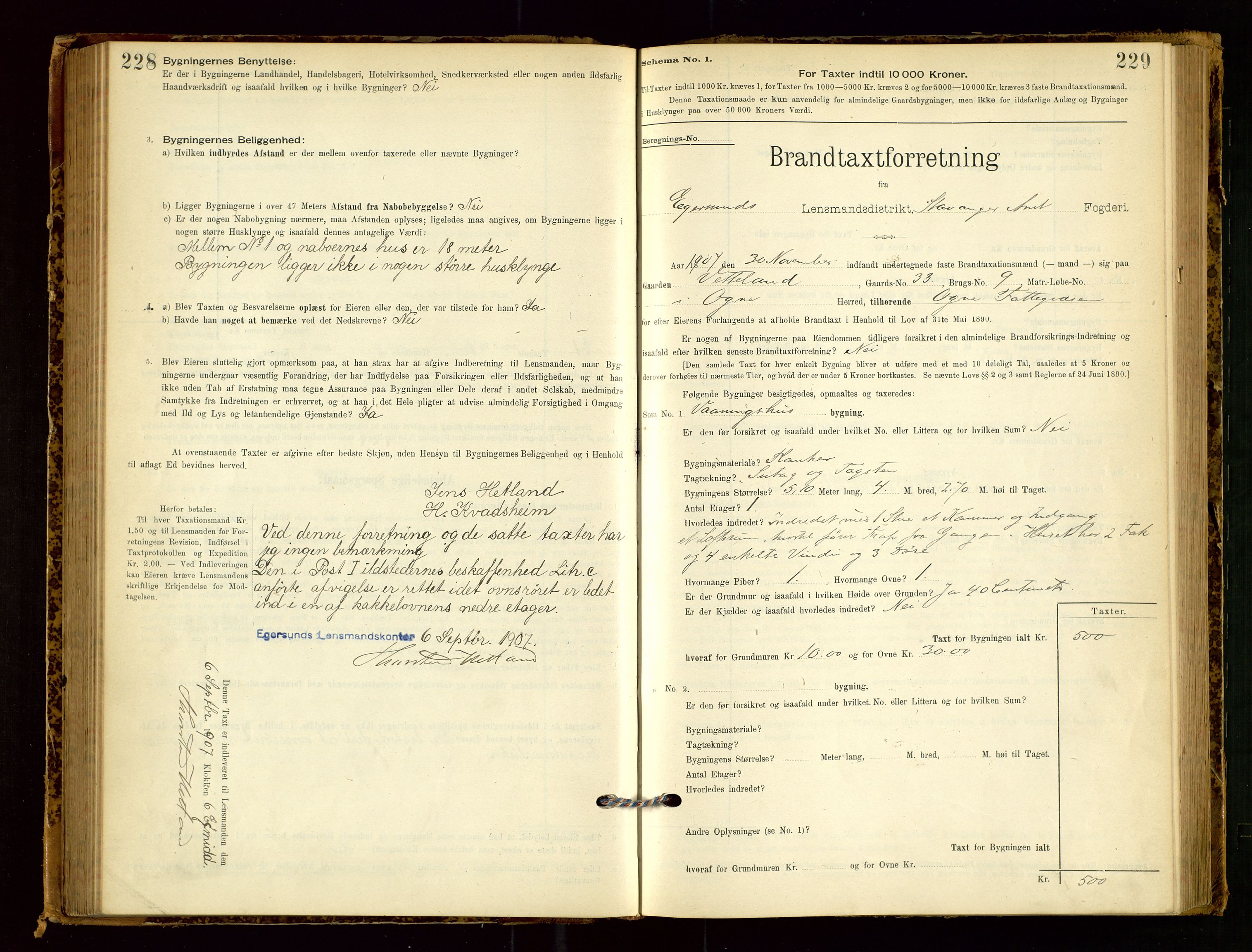 Eigersund lensmannskontor, AV/SAST-A-100171/Gob/L0001: Skjemaprotokoll, 1894-1909, p. 228-229