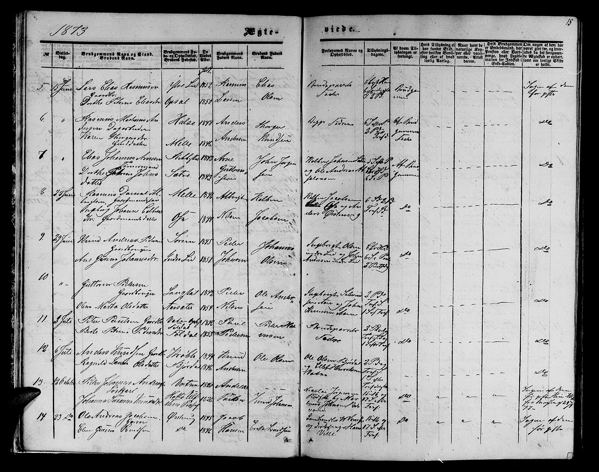 Ministerialprotokoller, klokkerbøker og fødselsregistre - Møre og Romsdal, SAT/A-1454/513/L0188: Parish register (copy) no. 513C02, 1865-1882, p. 15