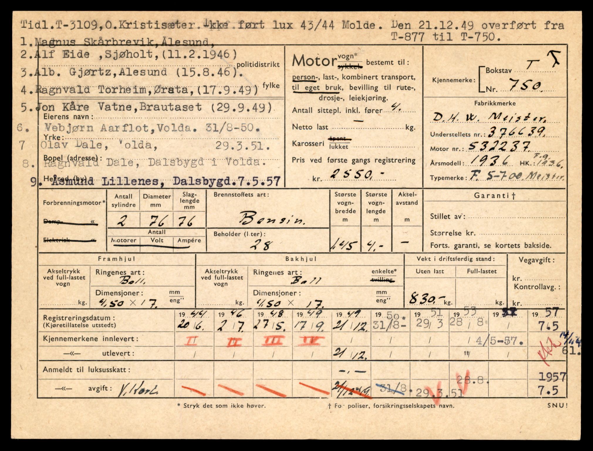 Møre og Romsdal vegkontor - Ålesund trafikkstasjon, SAT/A-4099/F/Fe/L0008: Registreringskort for kjøretøy T 747 - T 894, 1927-1998, p. 141