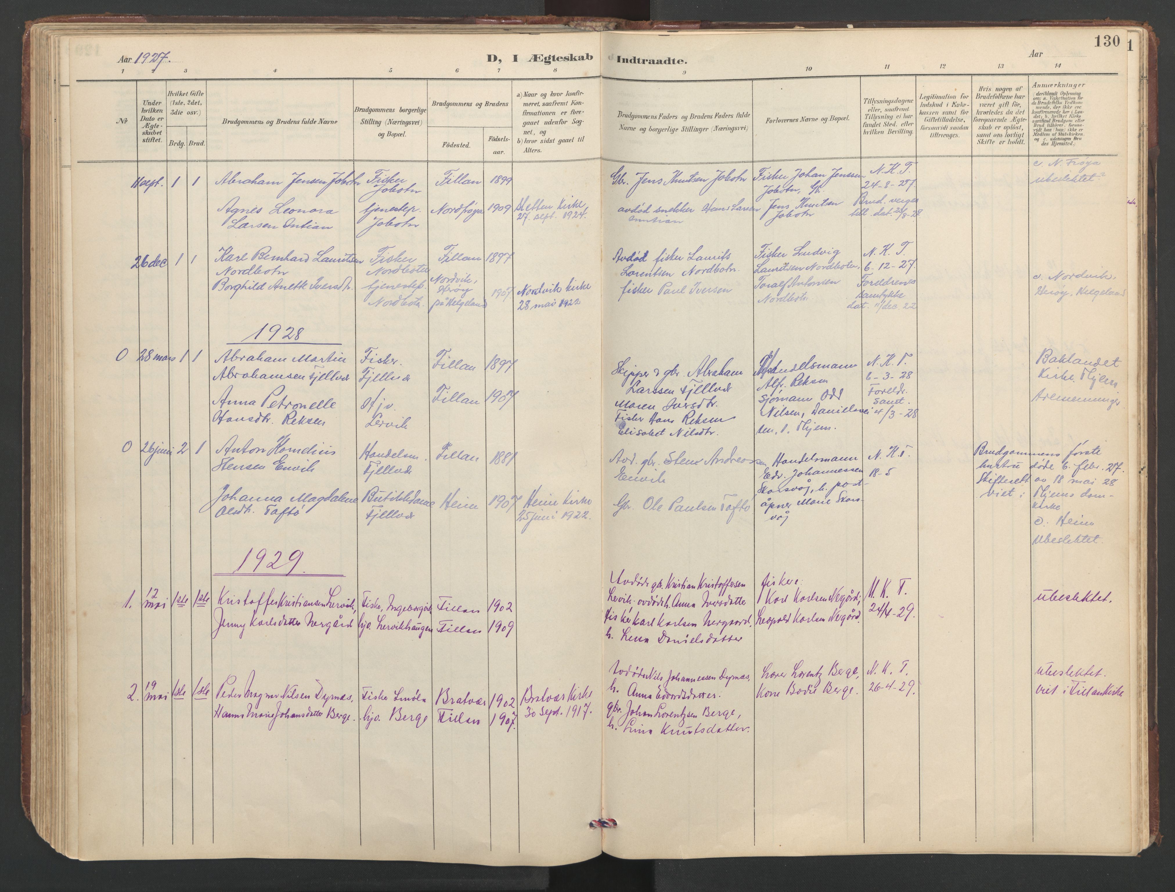 Ministerialprotokoller, klokkerbøker og fødselsregistre - Sør-Trøndelag, SAT/A-1456/638/L0571: Parish register (copy) no. 638C03, 1901-1930, p. 130