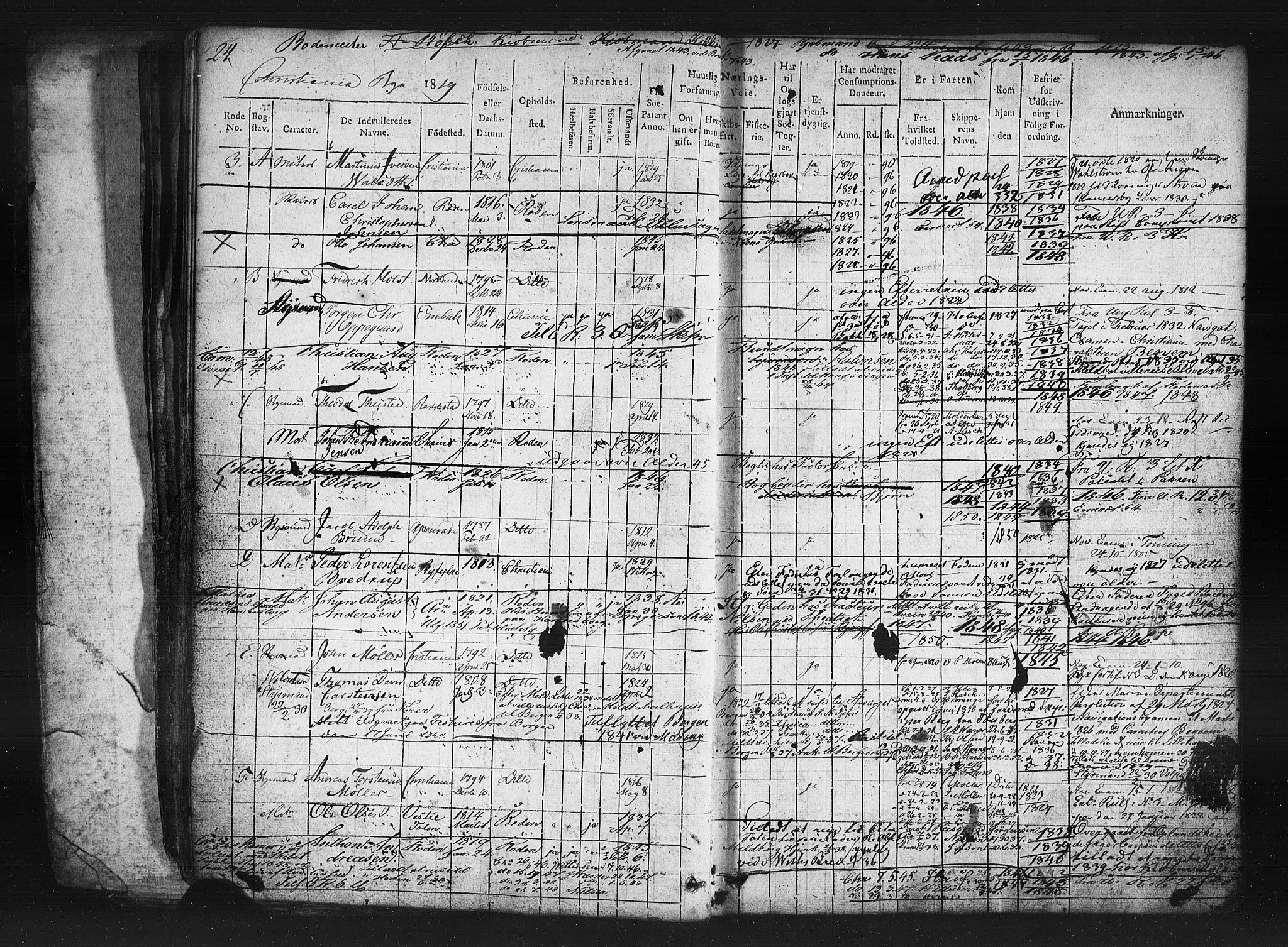 Oslo mønstringskontor, AV/SAO-A-10569g/F/Fc/Fcb/L0001: Hovedrulle, 1819-1860, p. 25