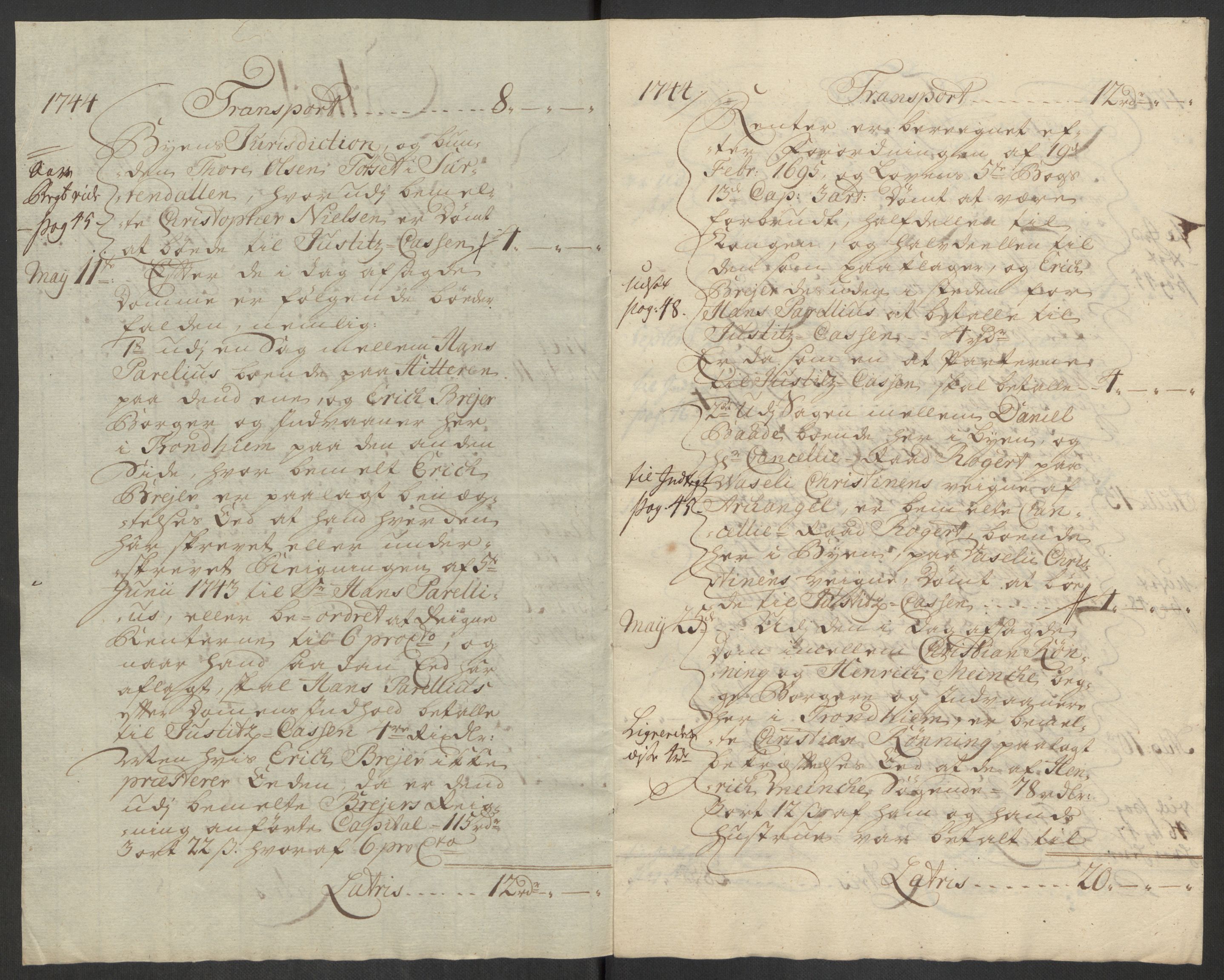 Rentekammeret inntil 1814, Reviderte regnskaper, Byregnskaper, RA/EA-4066/R/Rs/L0541: [S22] Sikt og sakefall, 1743-1746, p. 255