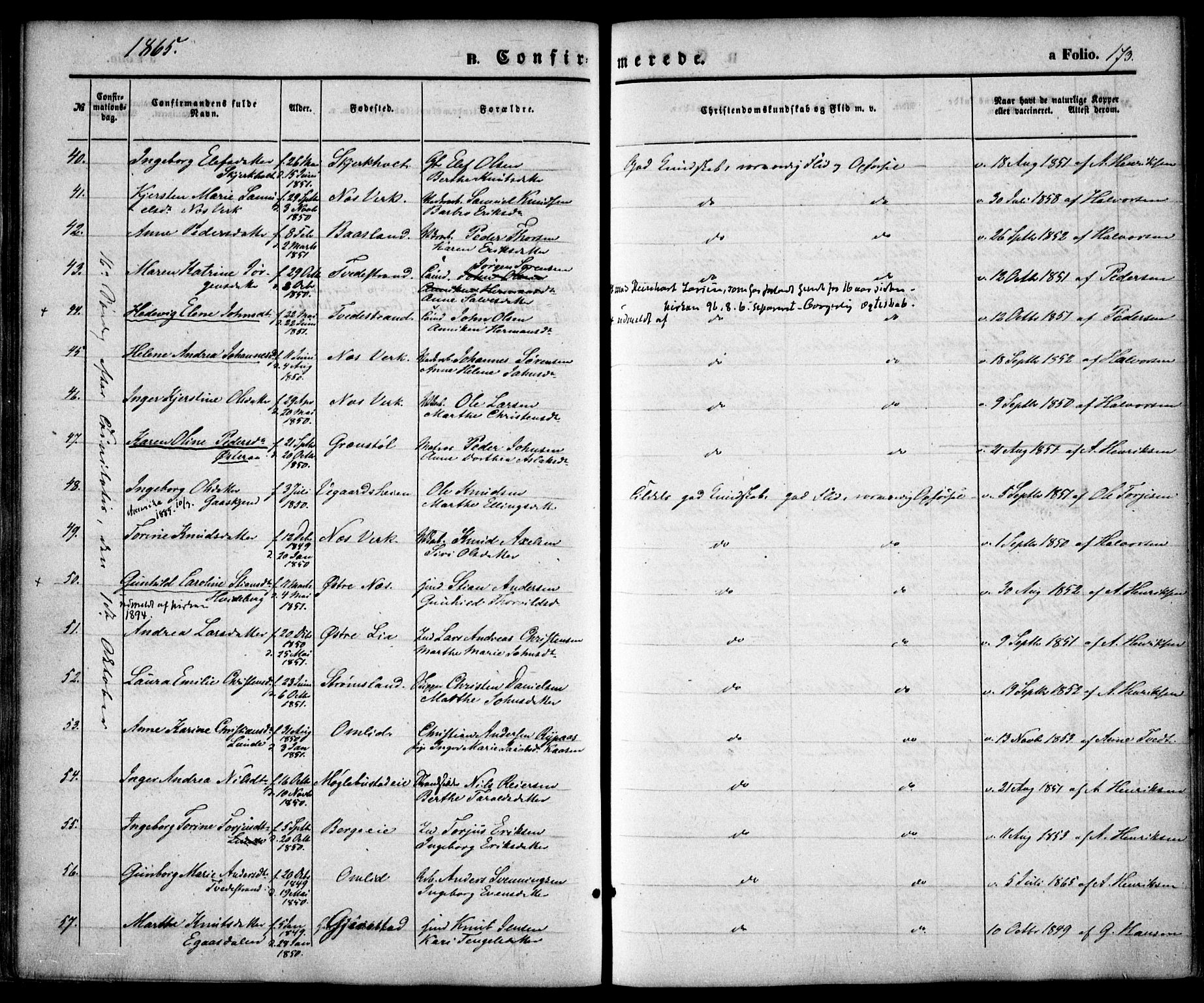 Holt sokneprestkontor, AV/SAK-1111-0021/F/Fa/L0009: Parish register (official) no. A 9, 1861-1871, p. 173