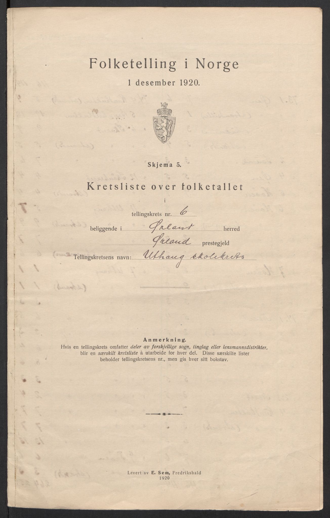 SAT, 1920 census for Ørland, 1920, p. 23