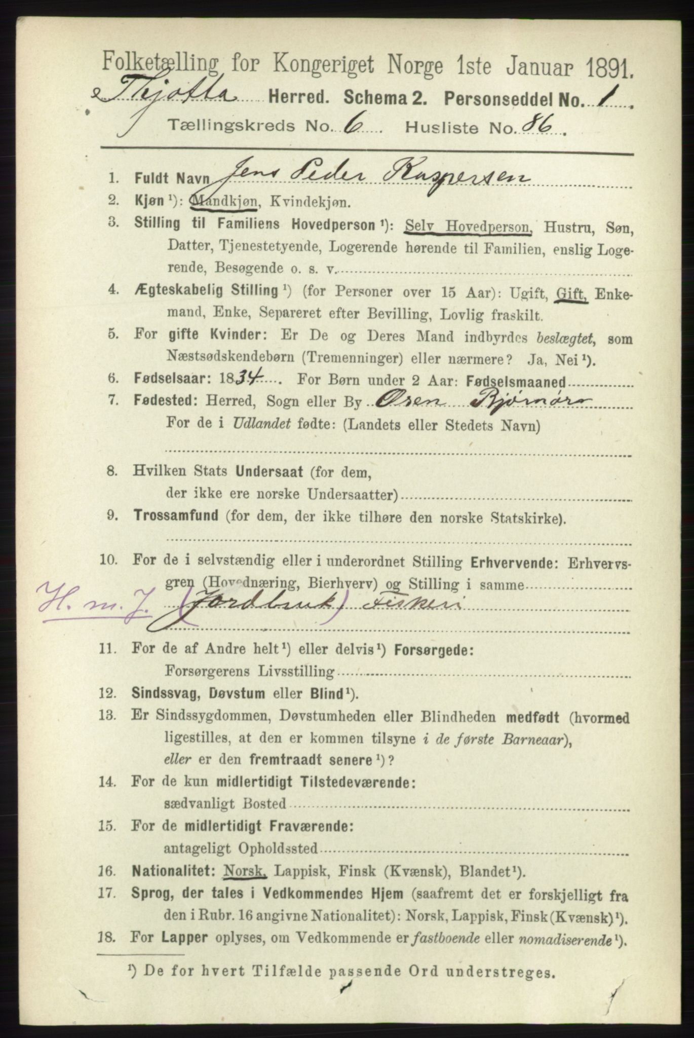 RA, 1891 census for 1817 Tjøtta, 1891, p. 3518