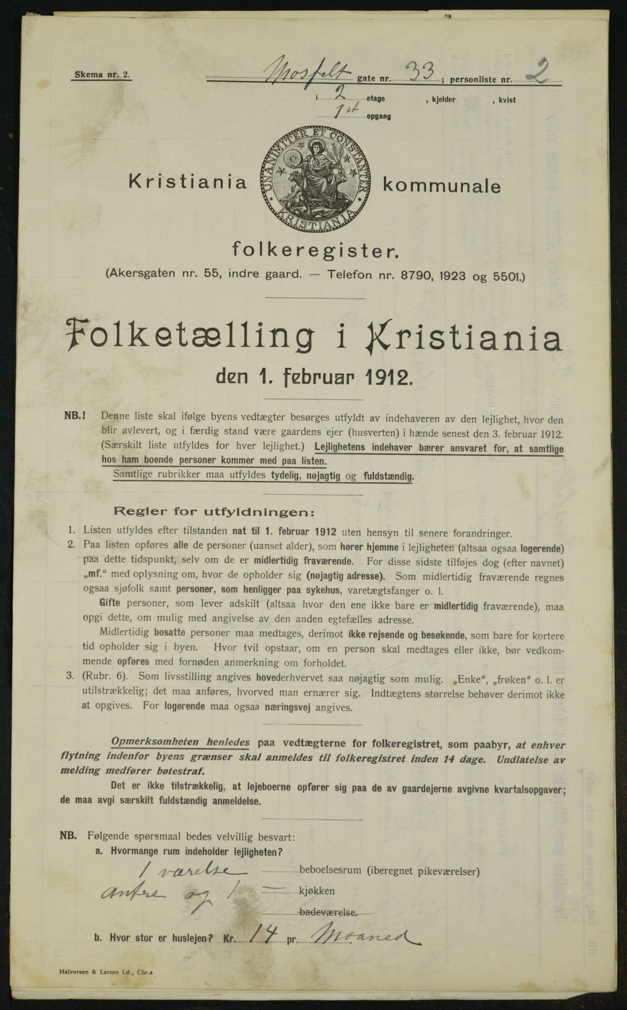 OBA, Municipal Census 1912 for Kristiania, 1912, p. 67122