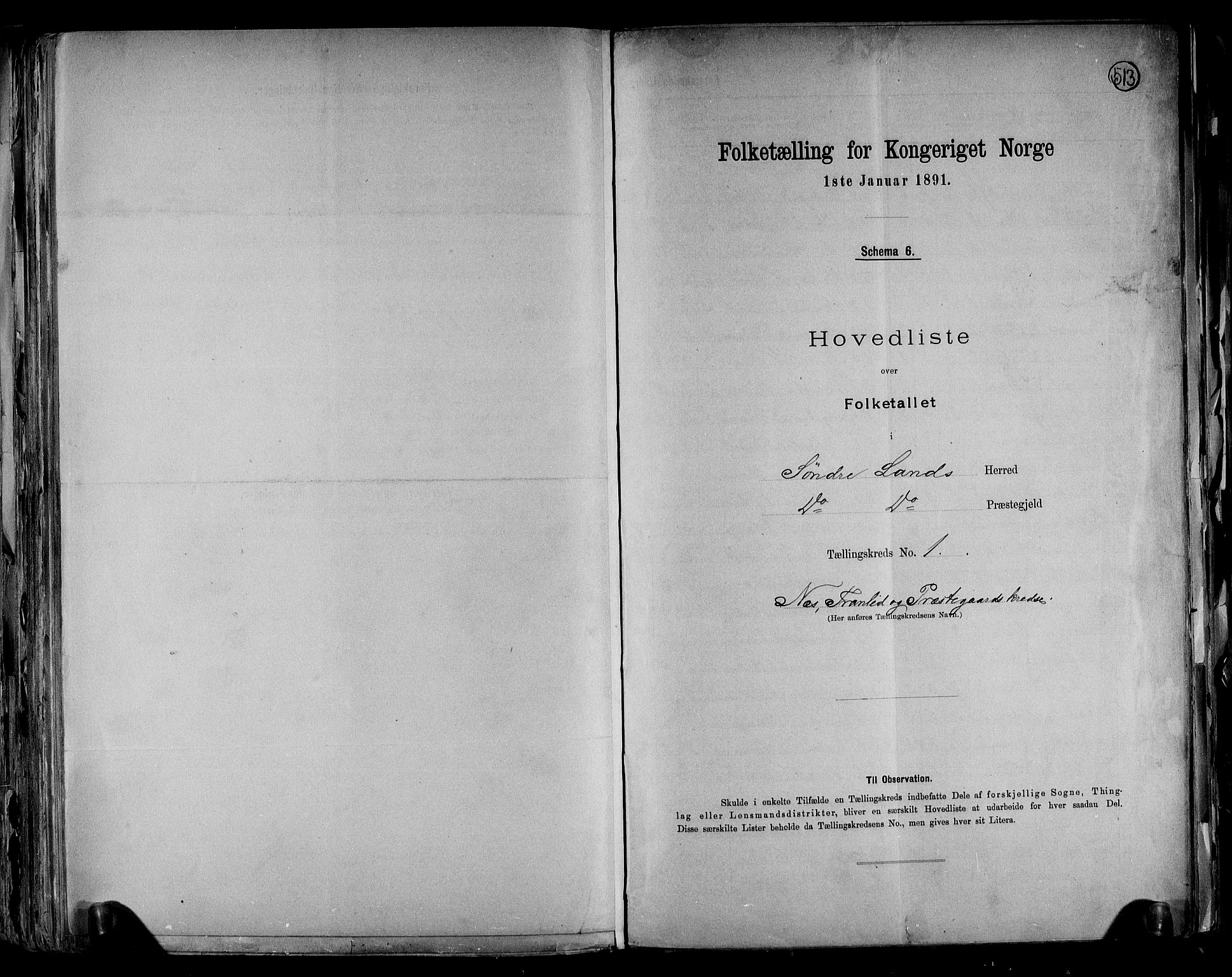 RA, 1891 census for 0536 Søndre Land, 1891, p. 4