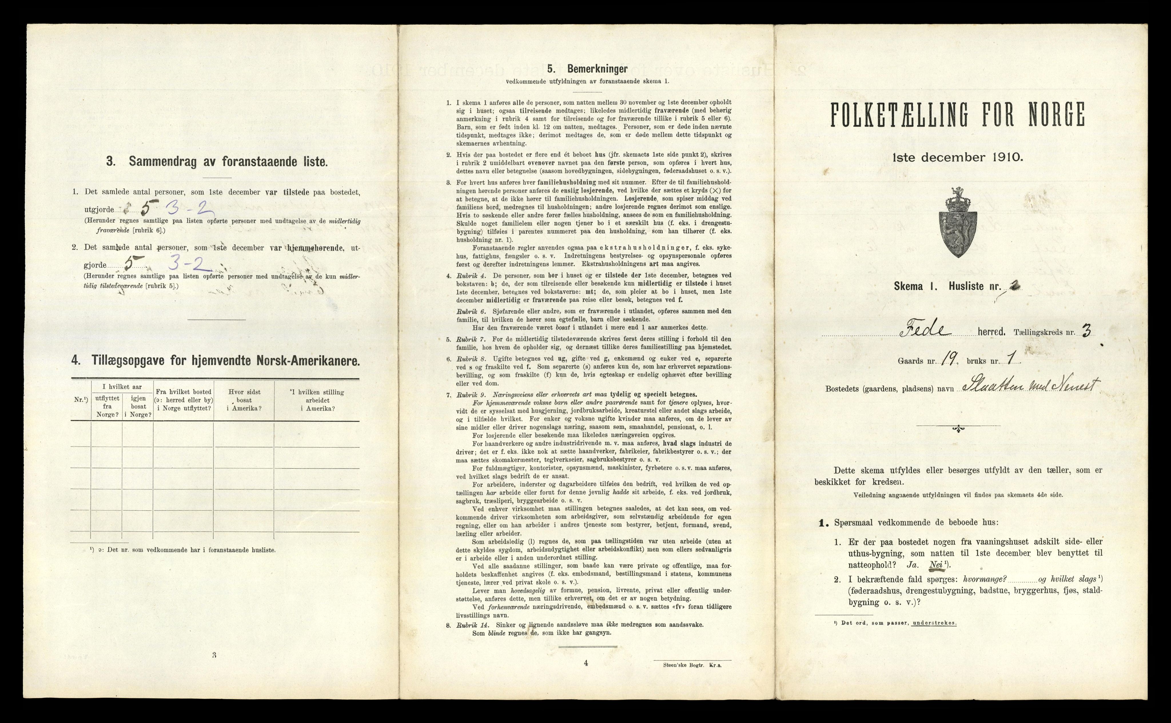 RA, 1910 census for Feda, 1910, p. 325